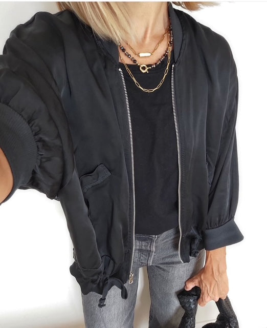 Veste soie ALANA noir