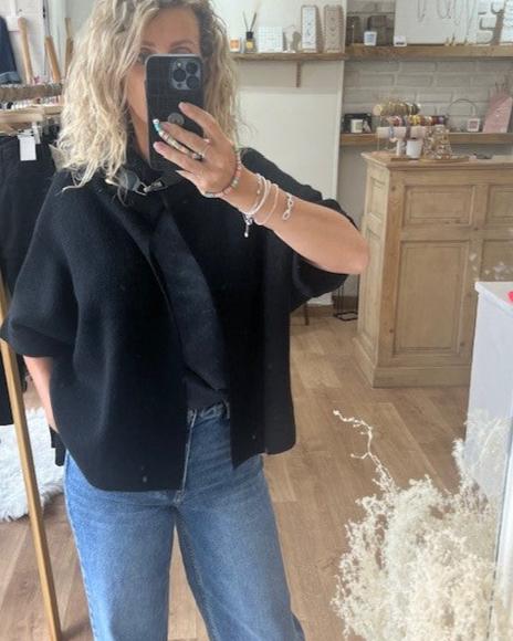Veste cape Giulia- noir