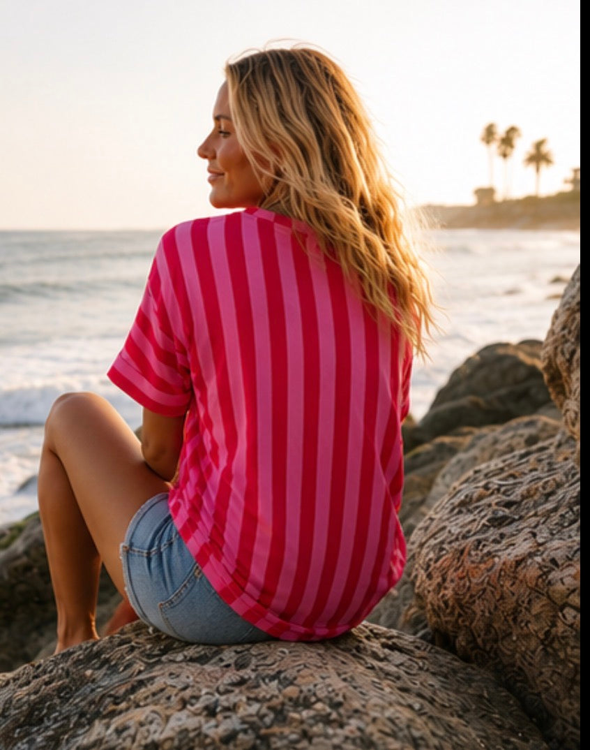 Tee-shirt MALIBU - Rouge & rose