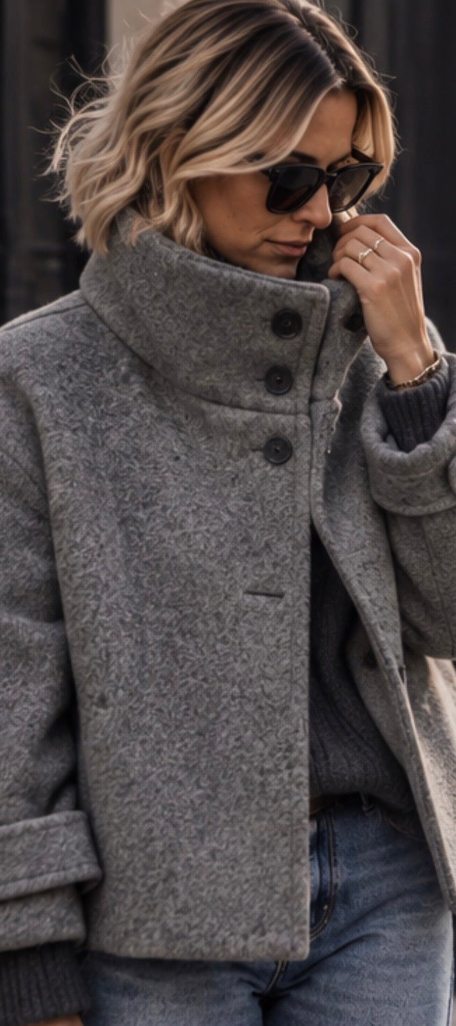 Manteau col montant- MAUREEN - Gris