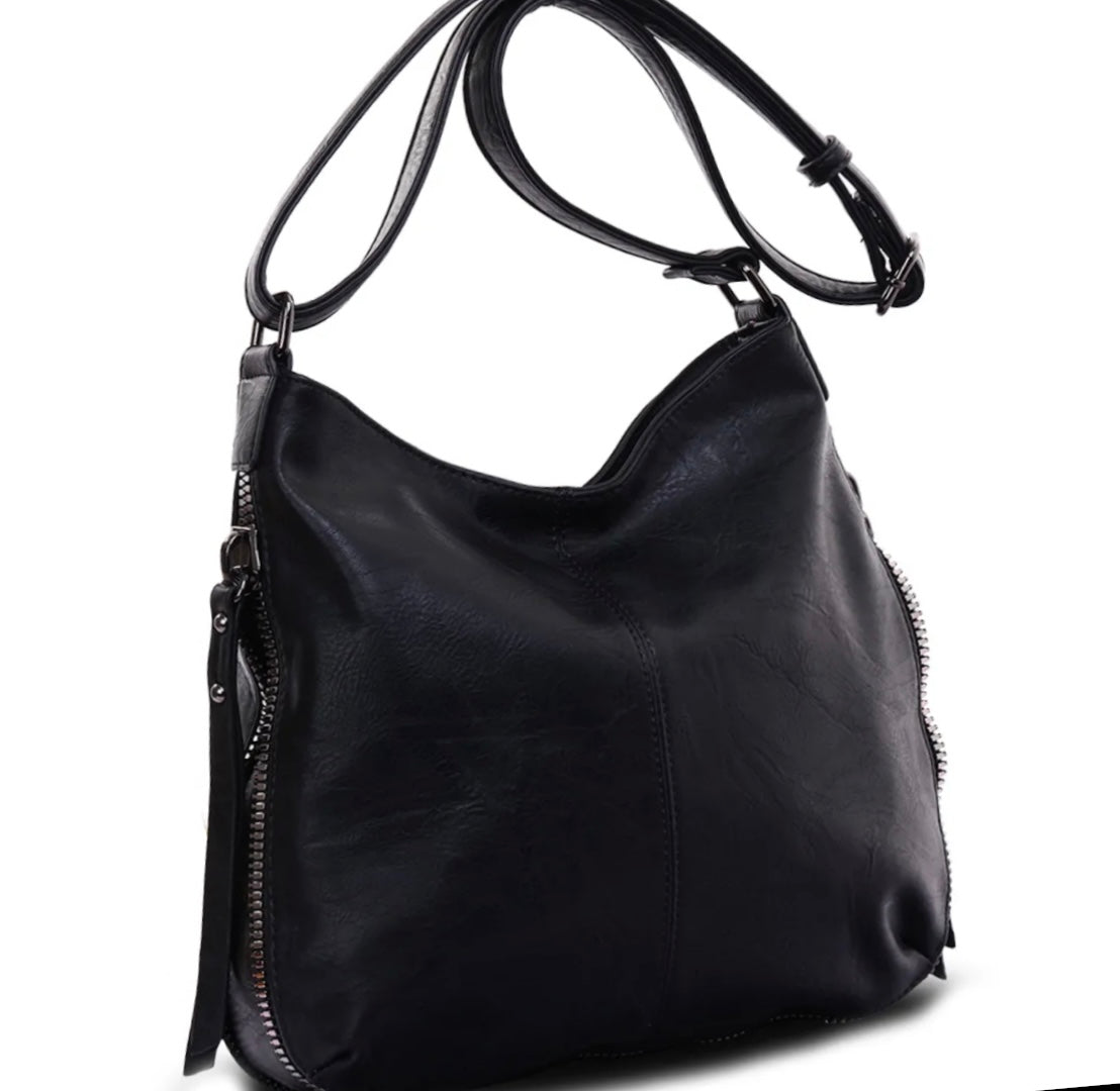 Sac Besace zippée - City- Noir