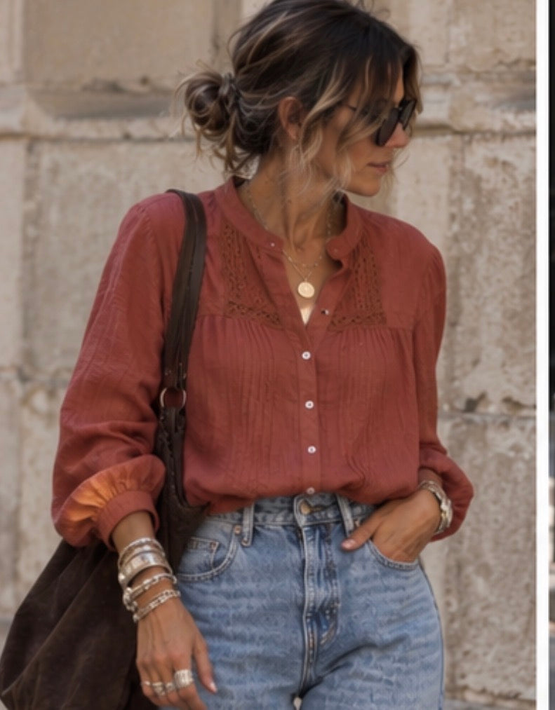 Blouse MARIE-LYNE - Noisette