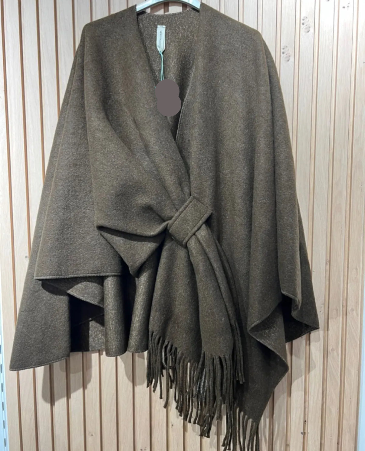 Cape douce à franges- Laine - Chocolat