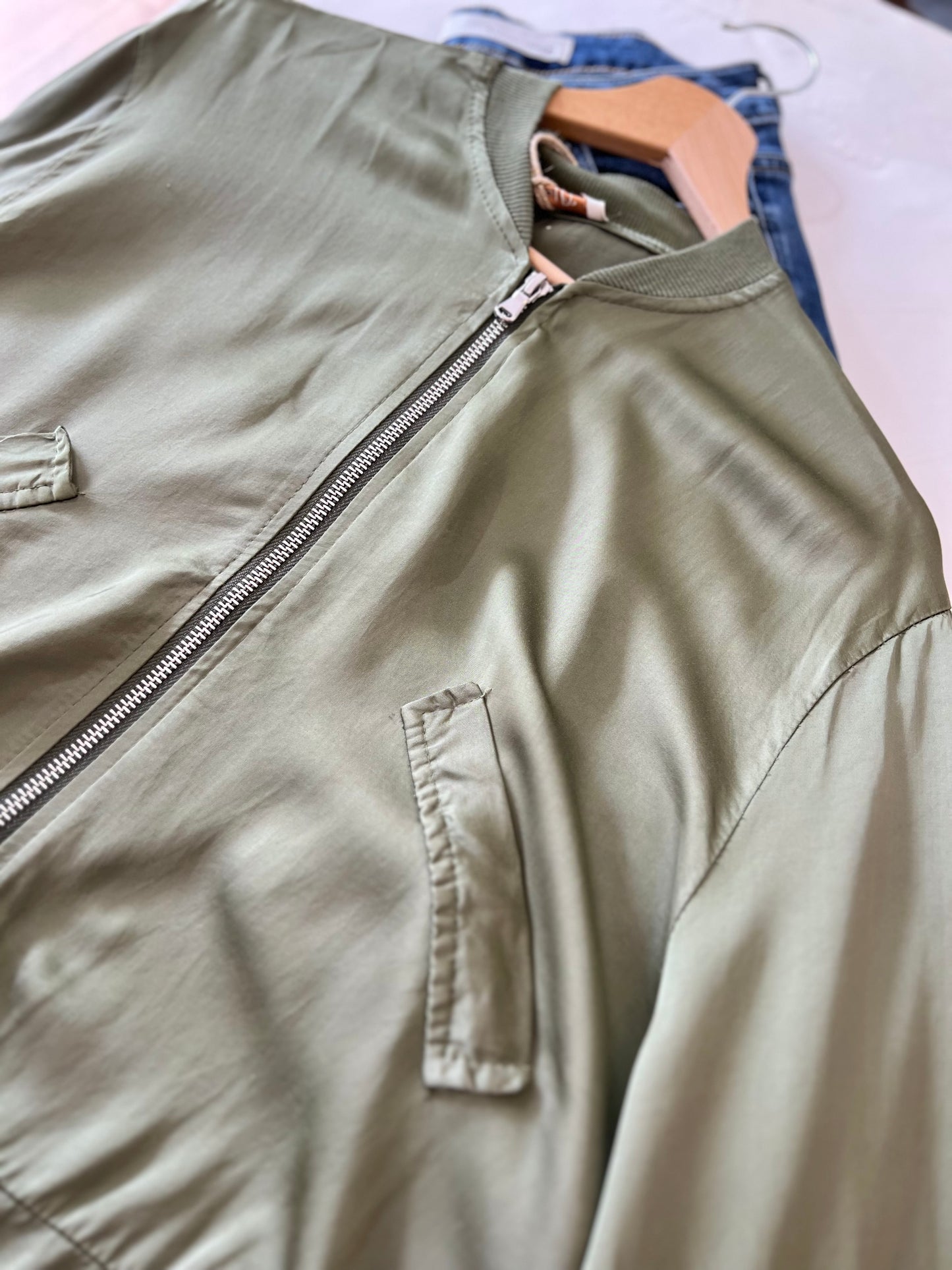 Veste soie ALANA kaki