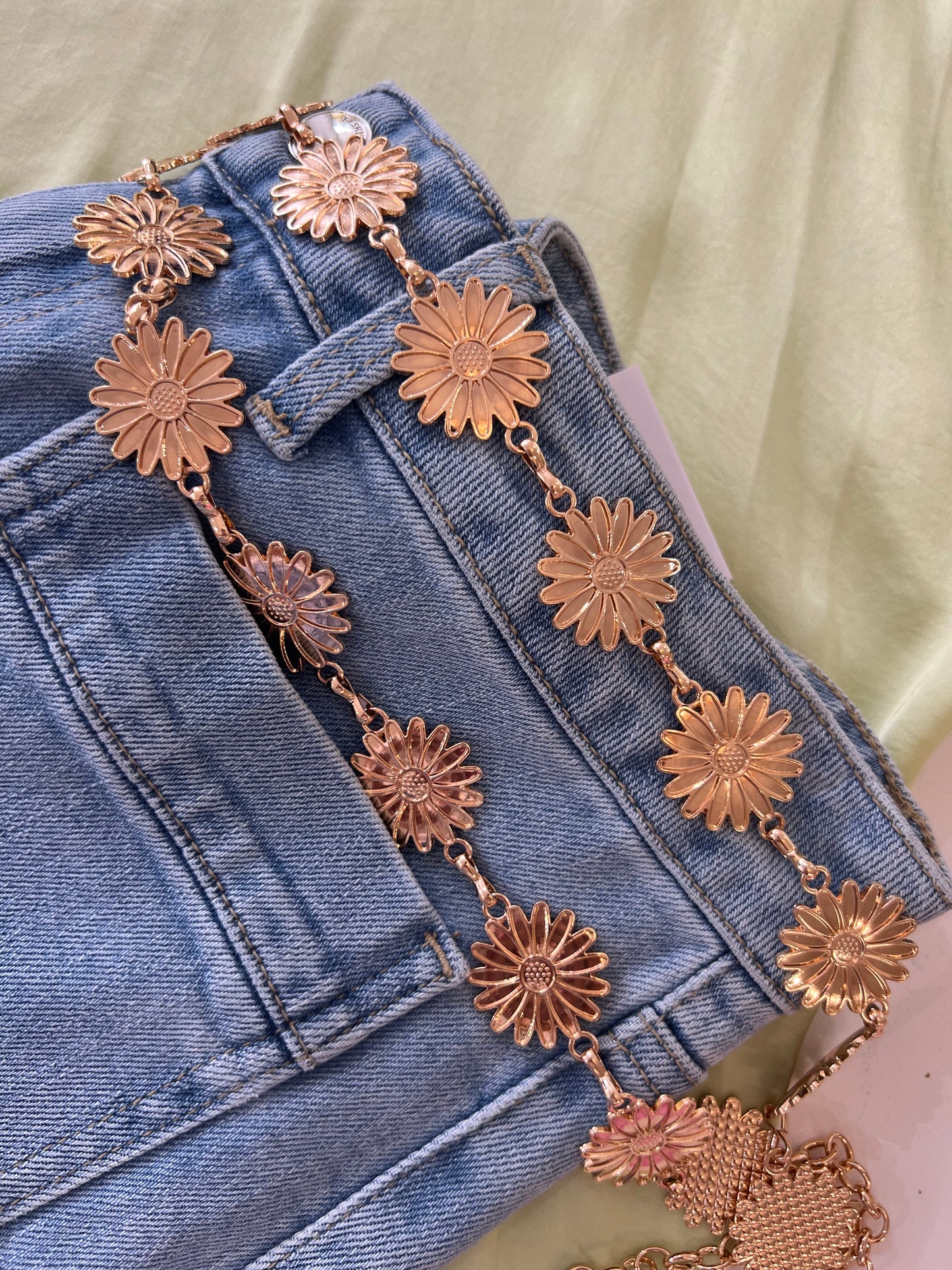 Ceinture bijoux - Fleurs dorée