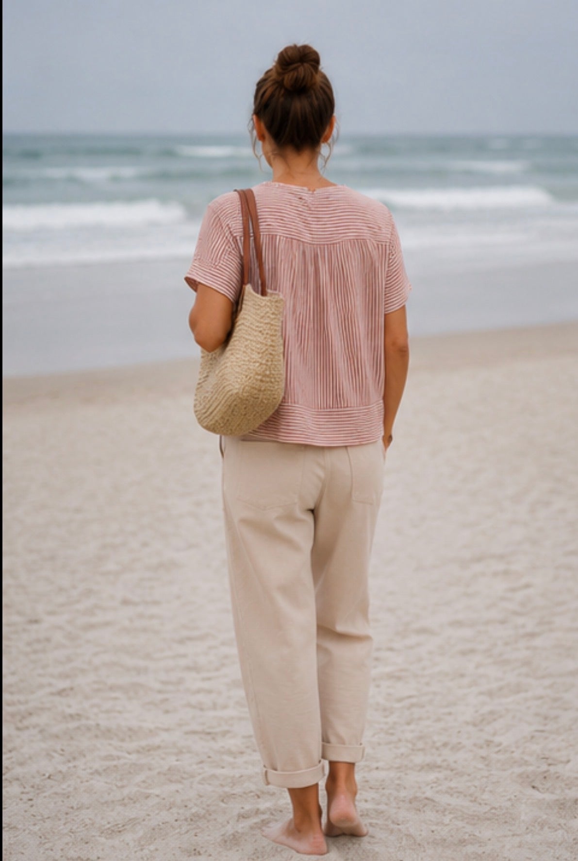 Pantalon Barrel toile de coton - Beige