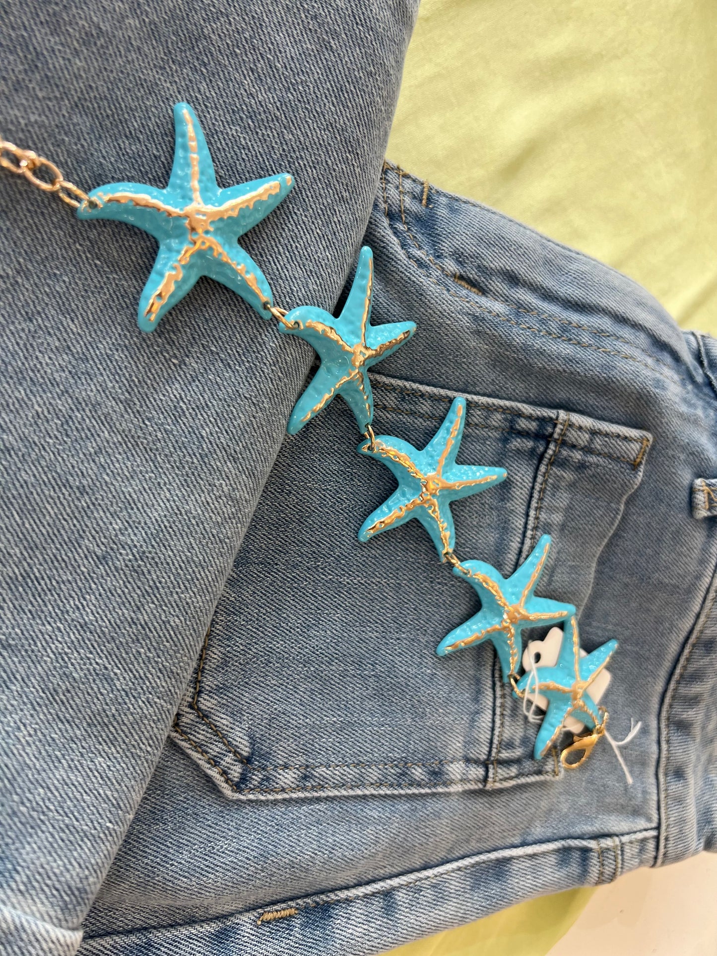 Ceinture bijoux - Etoiles de mer turquoise
