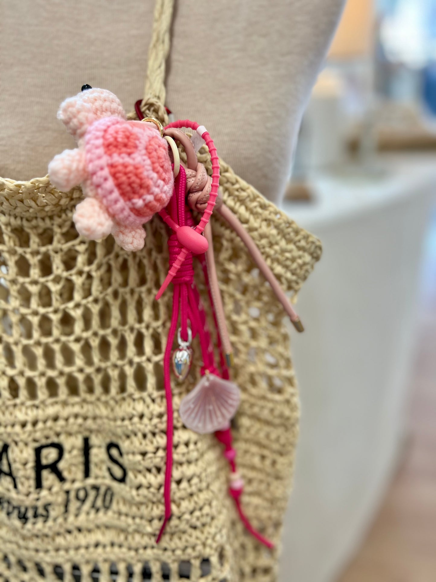 Gri Gri de sac - Tortue Rose et coquillage