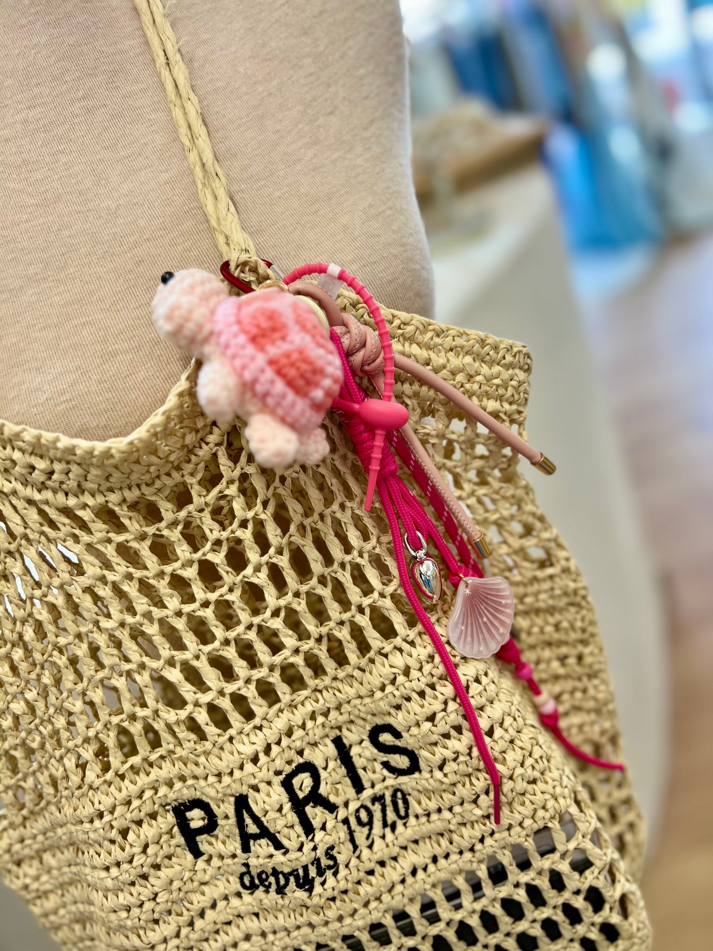 Gri Gri de sac - Tortue Rose et coquillage