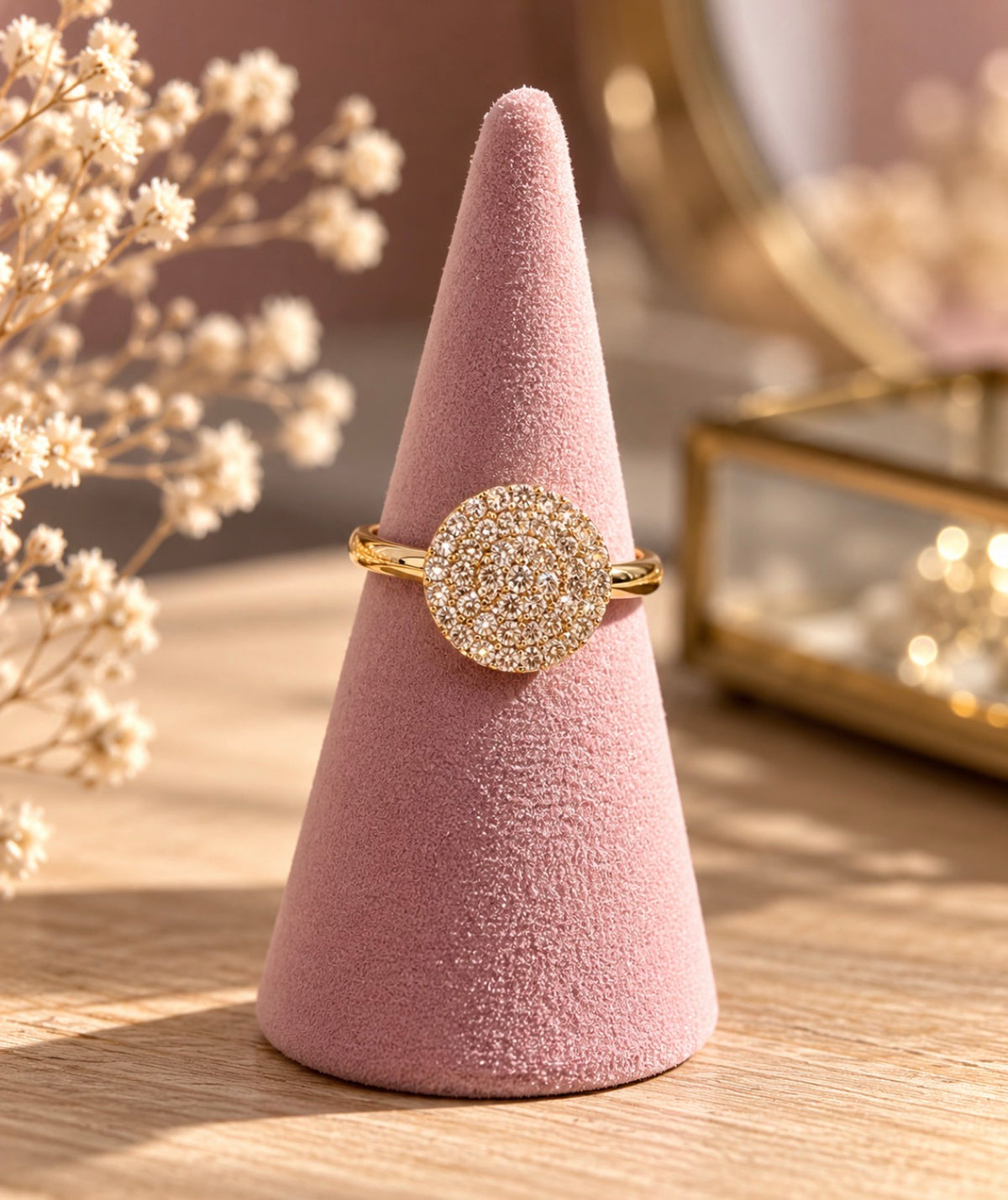 Bague dorée scintillante