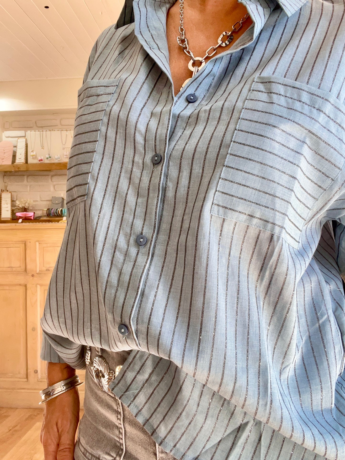 Chemise rayée "OCEANE" bleu