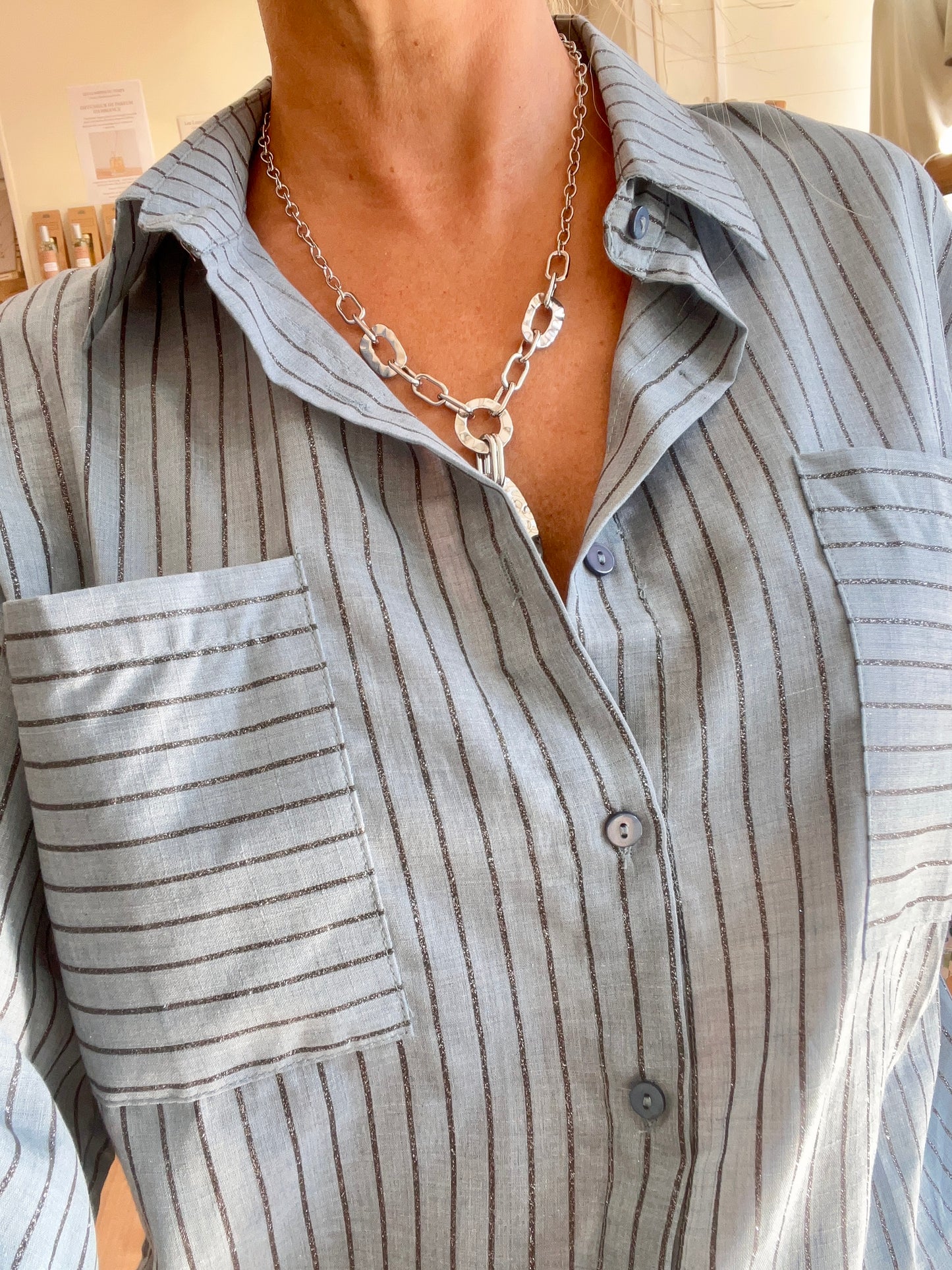 Chemise rayée "OCEANE" bleu