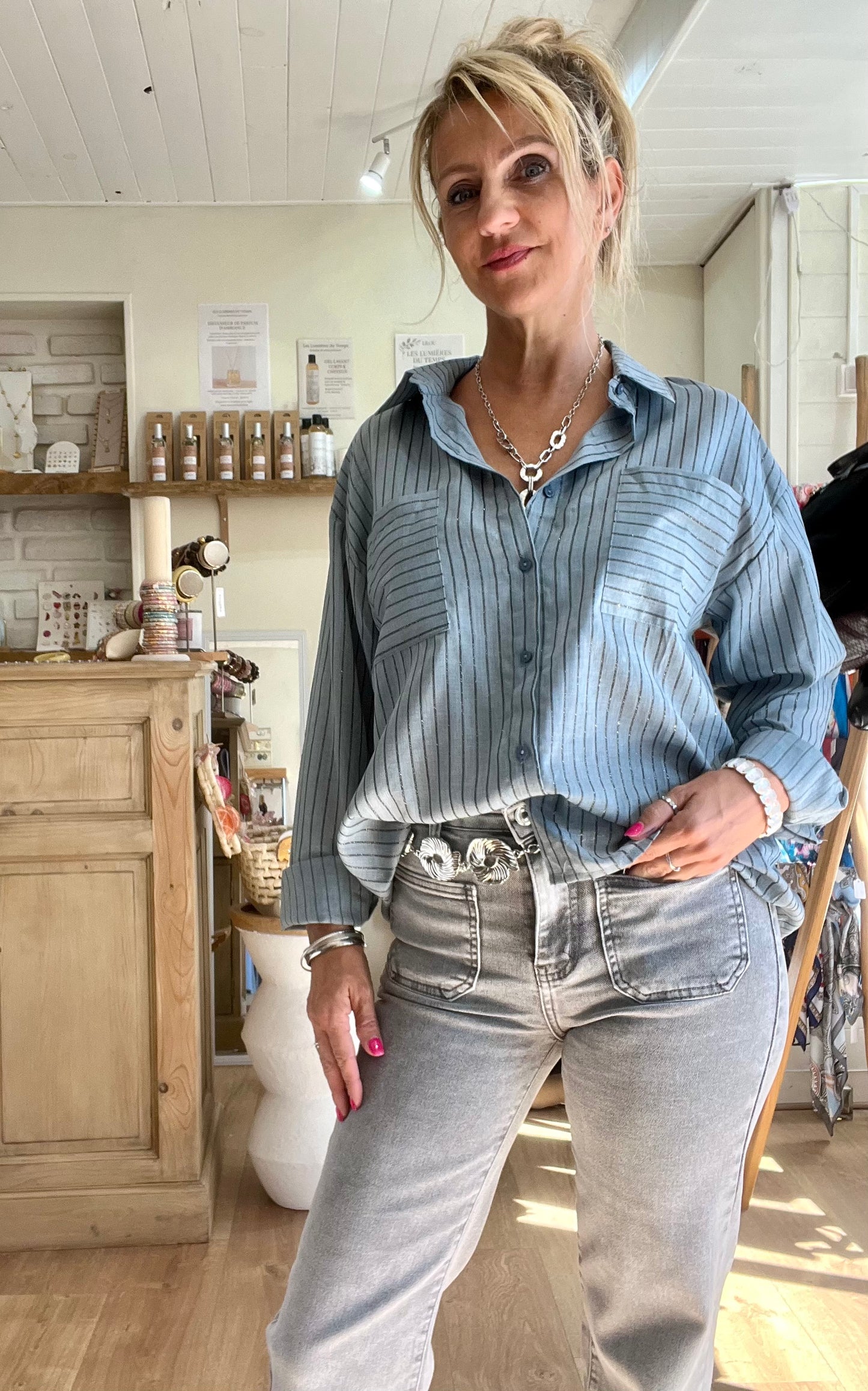 Chemise rayée "OCEANE" bleu
