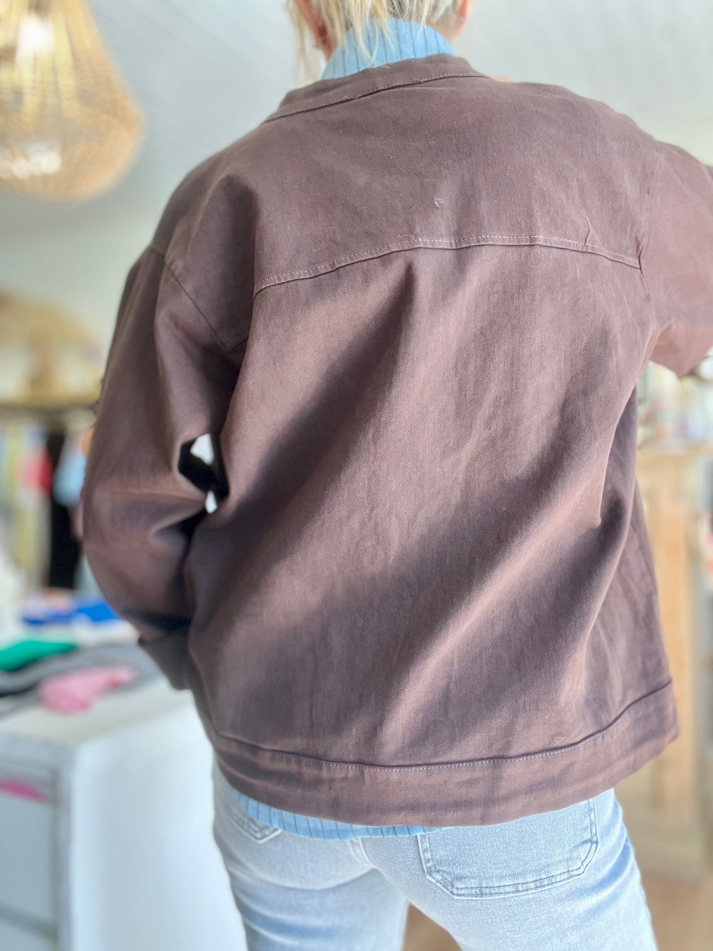 Veste en toile oversize - Chocolat