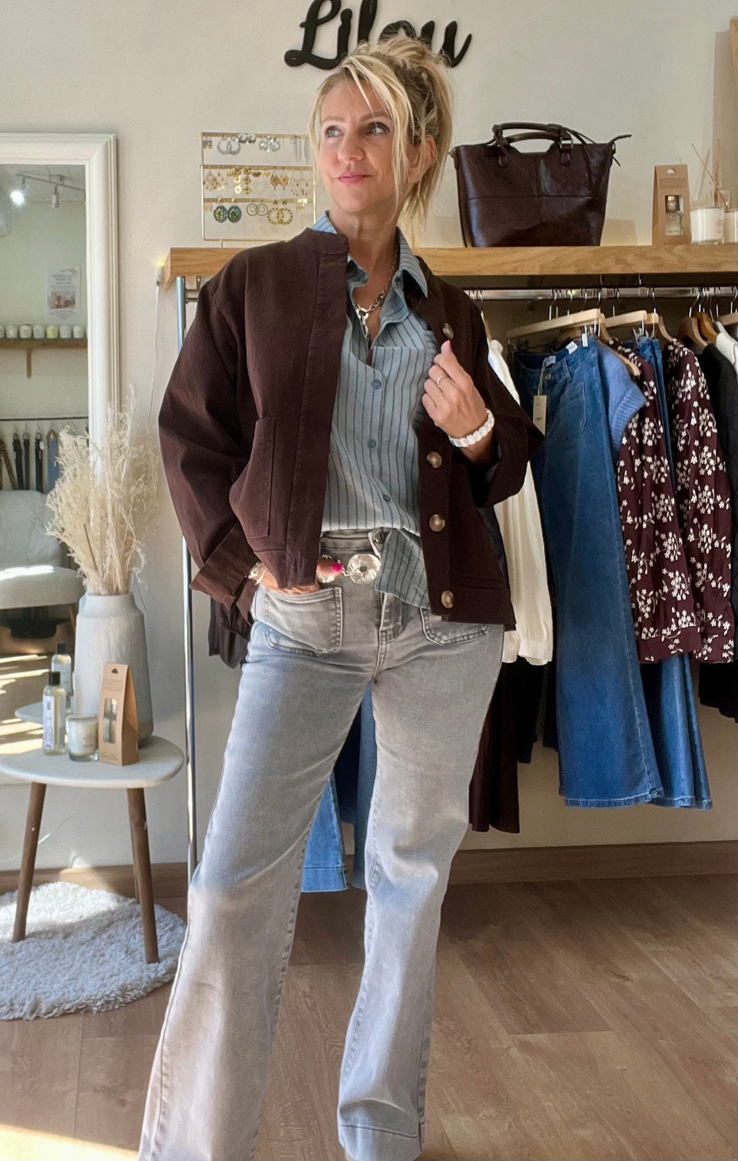 Veste en toile oversize - Chocolat
