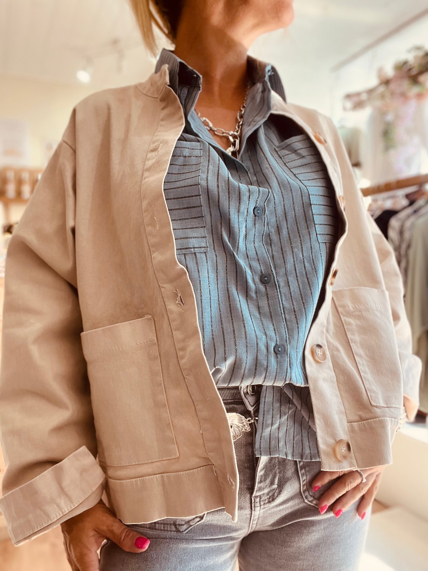 Veste en toile oversize - Beige