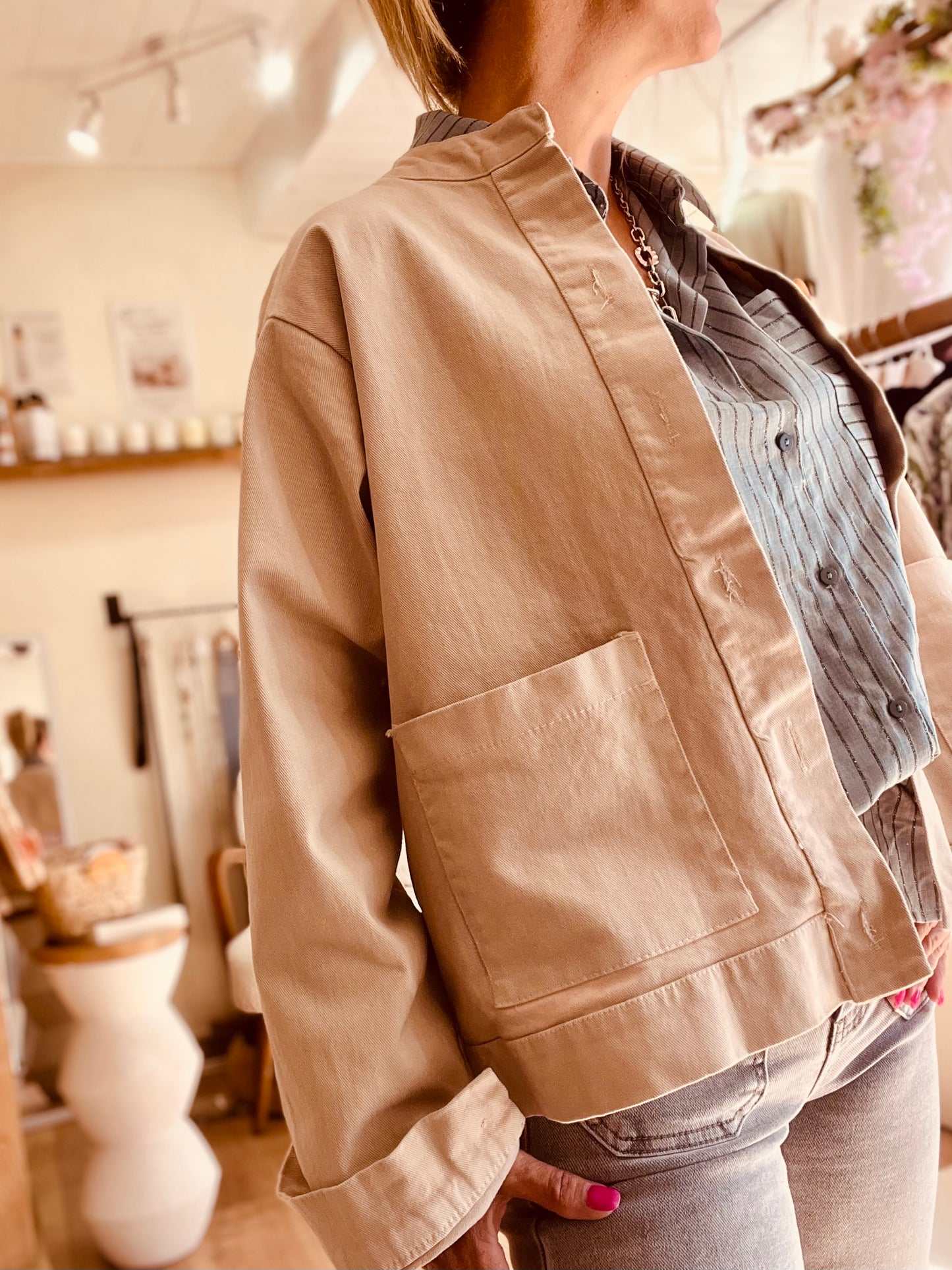 Veste en toile oversize - Beige