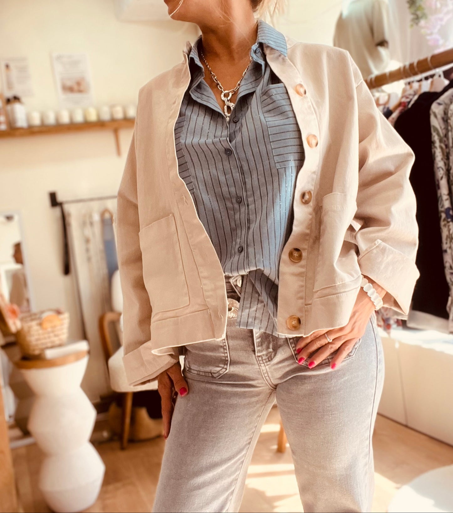 Veste en toile oversize - Beige