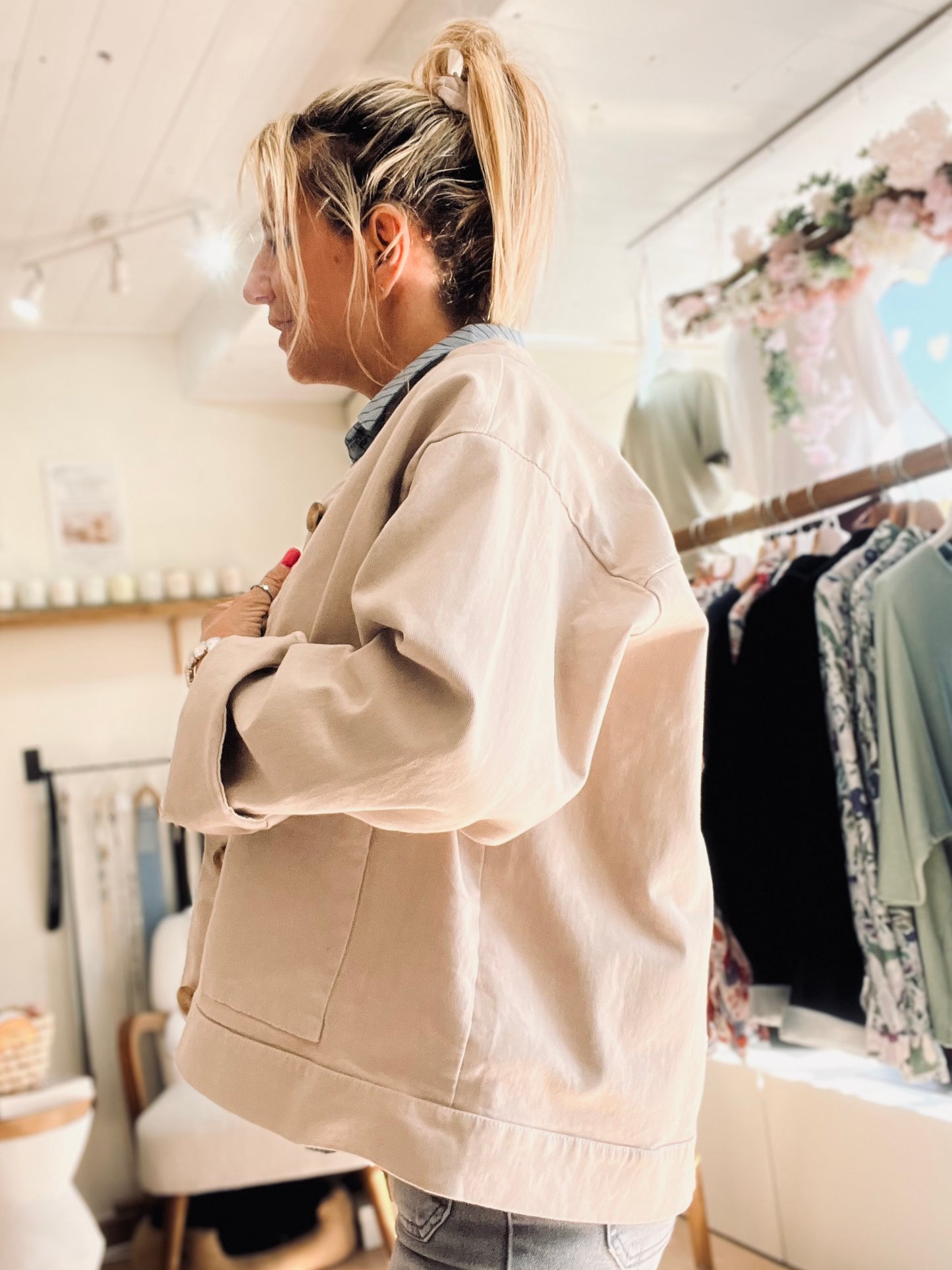 Veste en toile oversize - Beige