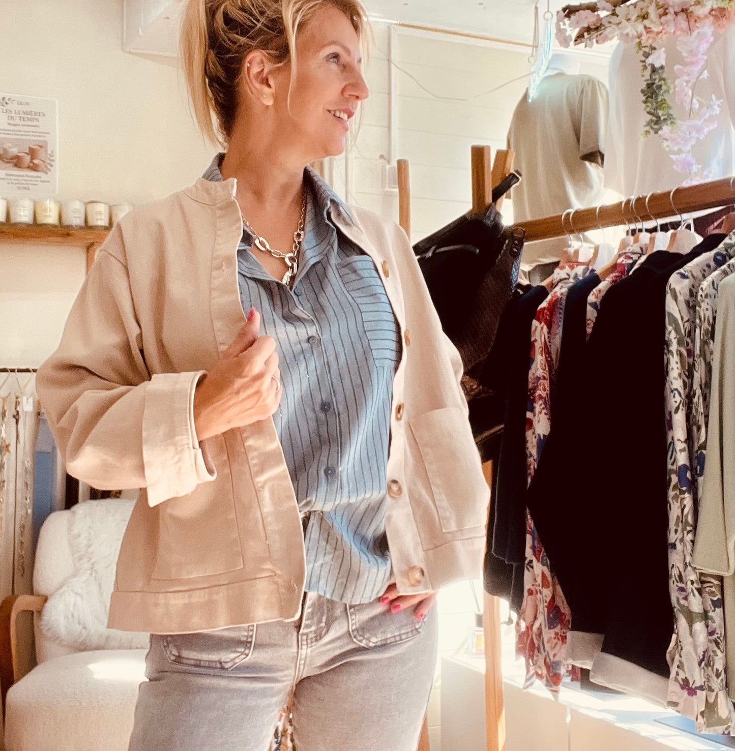Veste en toile oversize - Beige