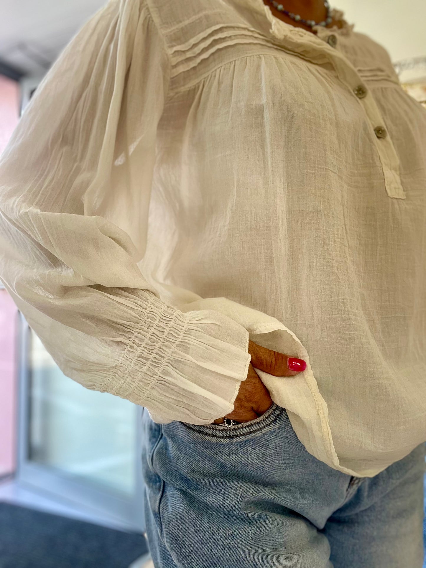 Blouse en voile de coton - écru
