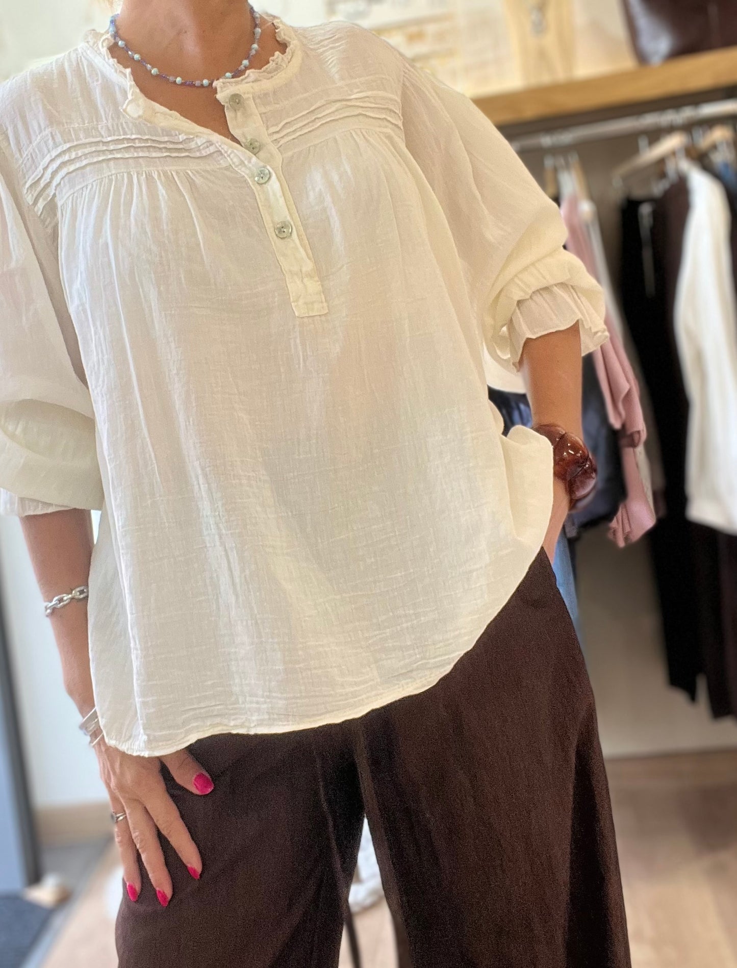Blouse en voile de coton - écru