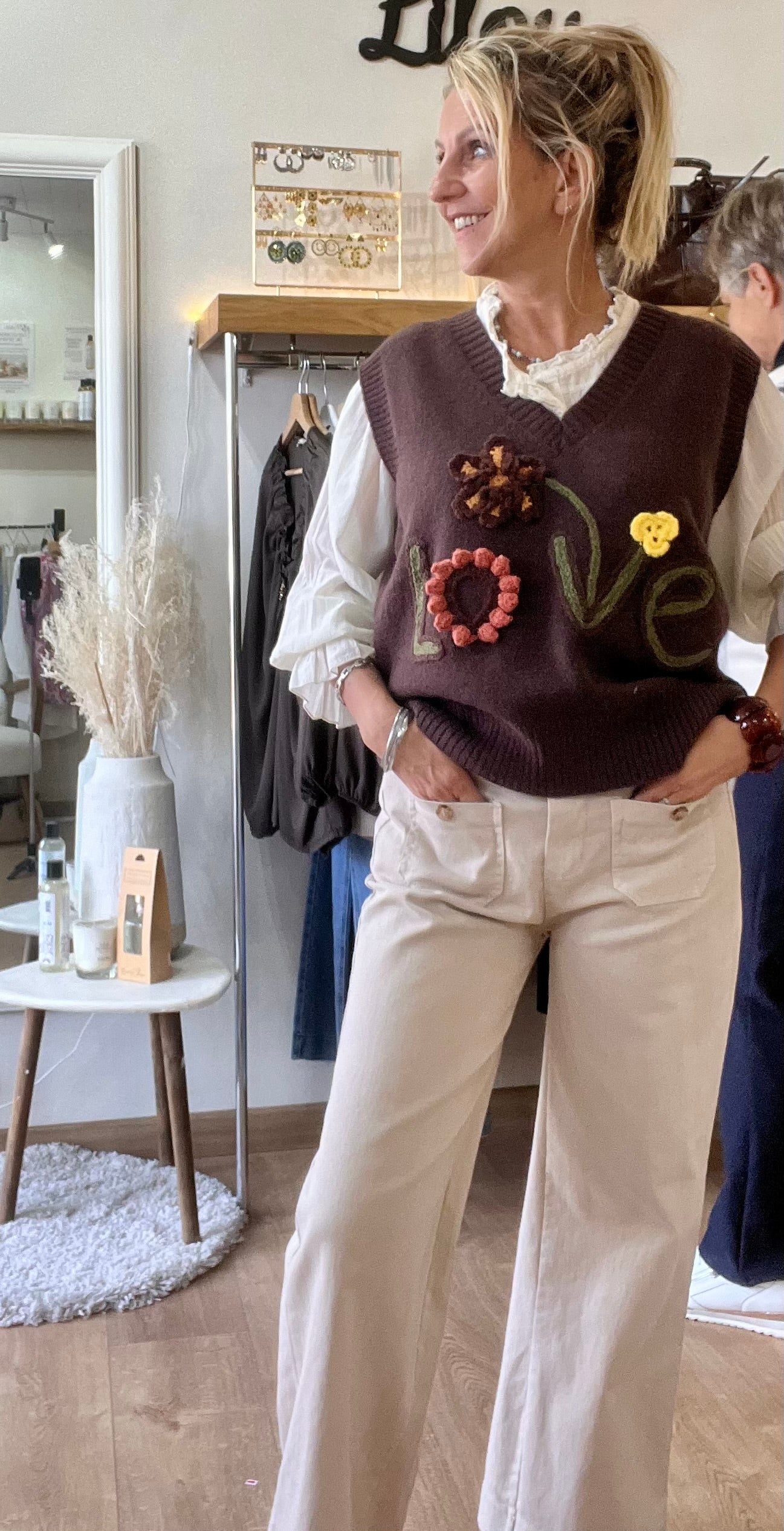 Pull débardeur - LOVE - chocolat