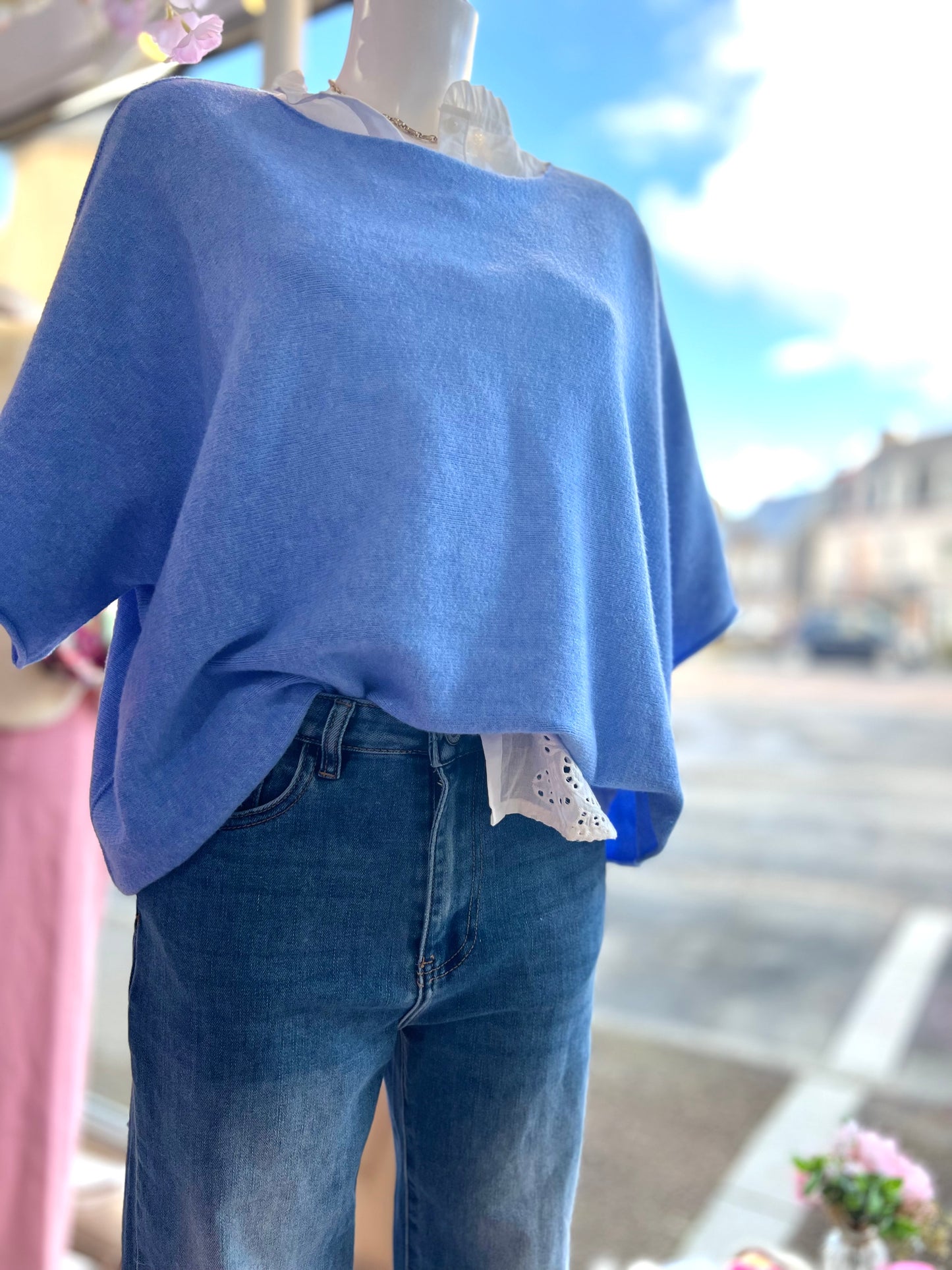 Pull ALBANE bleu azur