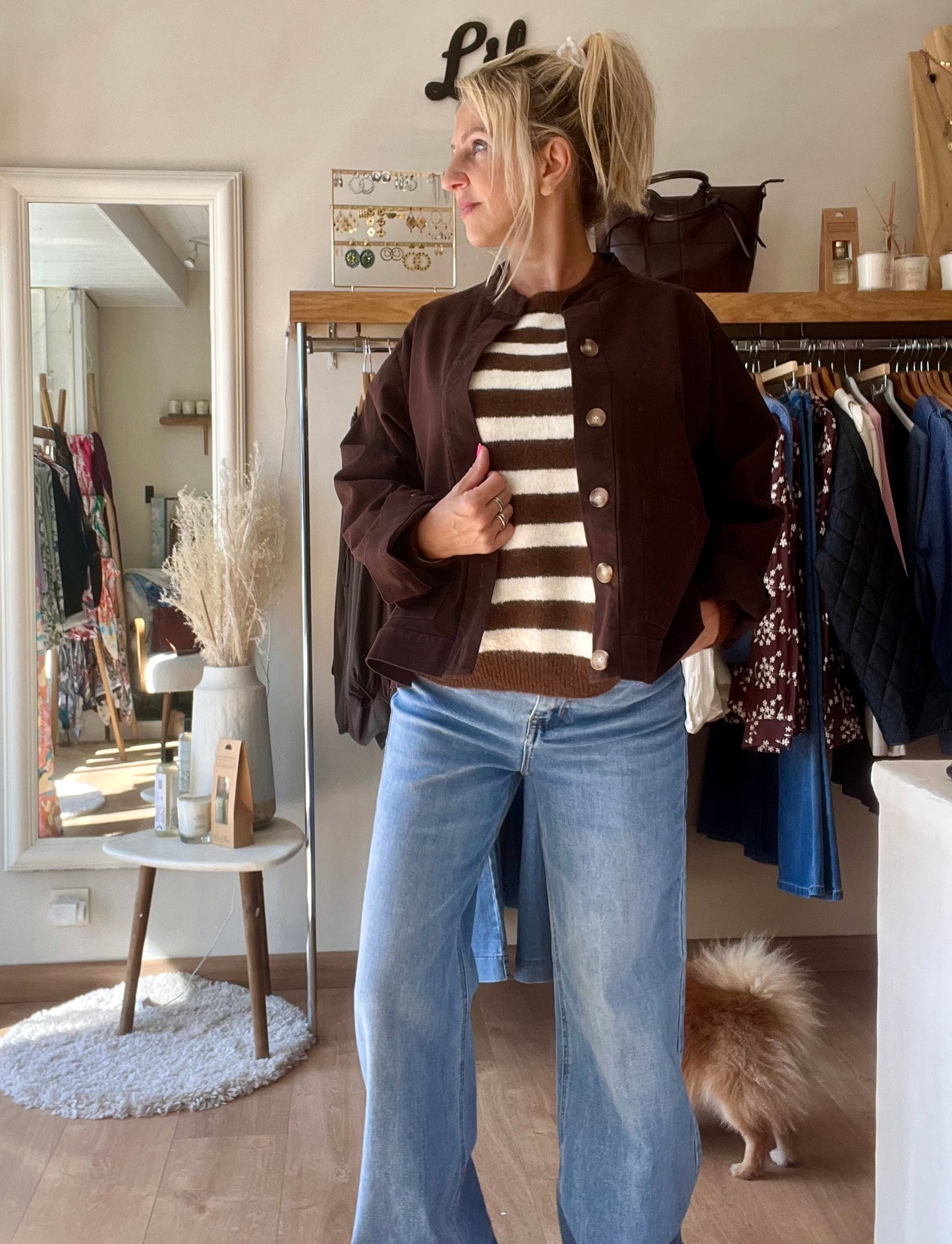 Veste en toile oversize - Chocolat