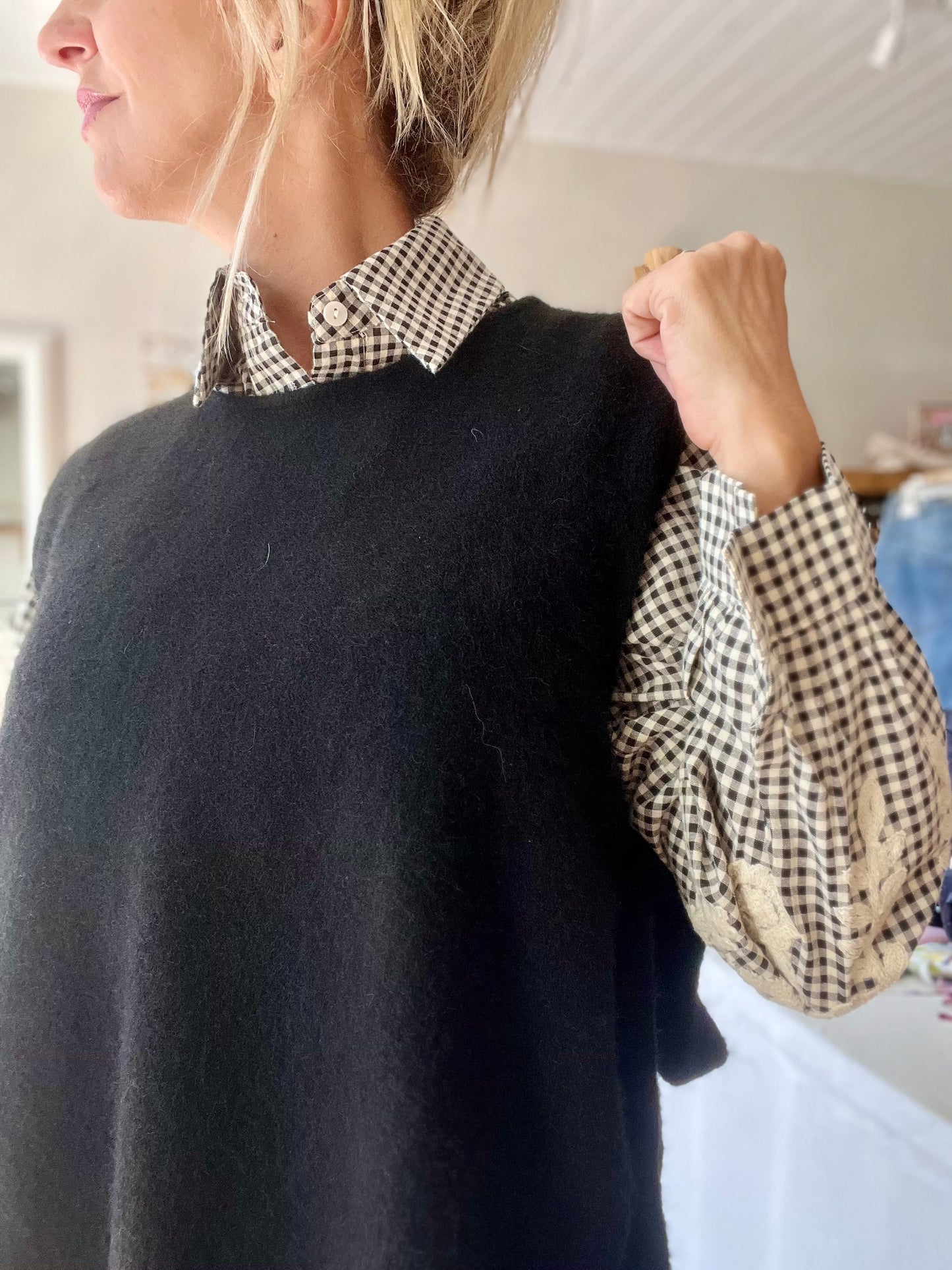 Pull sans manches "ELINE" - Noir à nouer