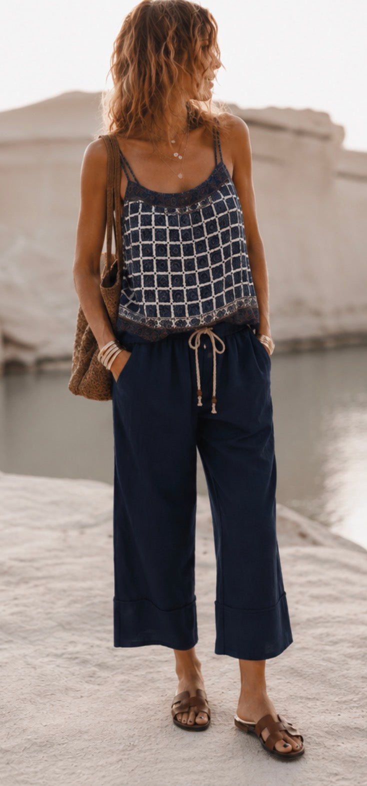 Pantalon en Lin - ELICIA - Marine
