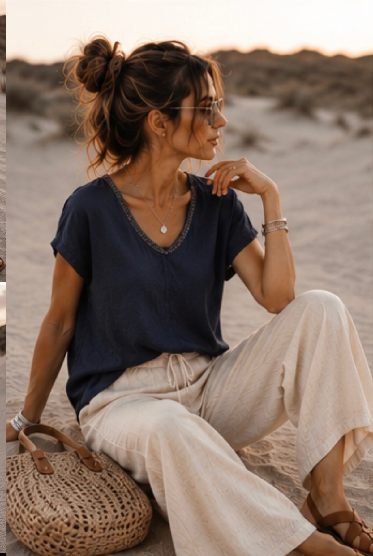 Blouse en lin - GAUTHIER- Bleu marine