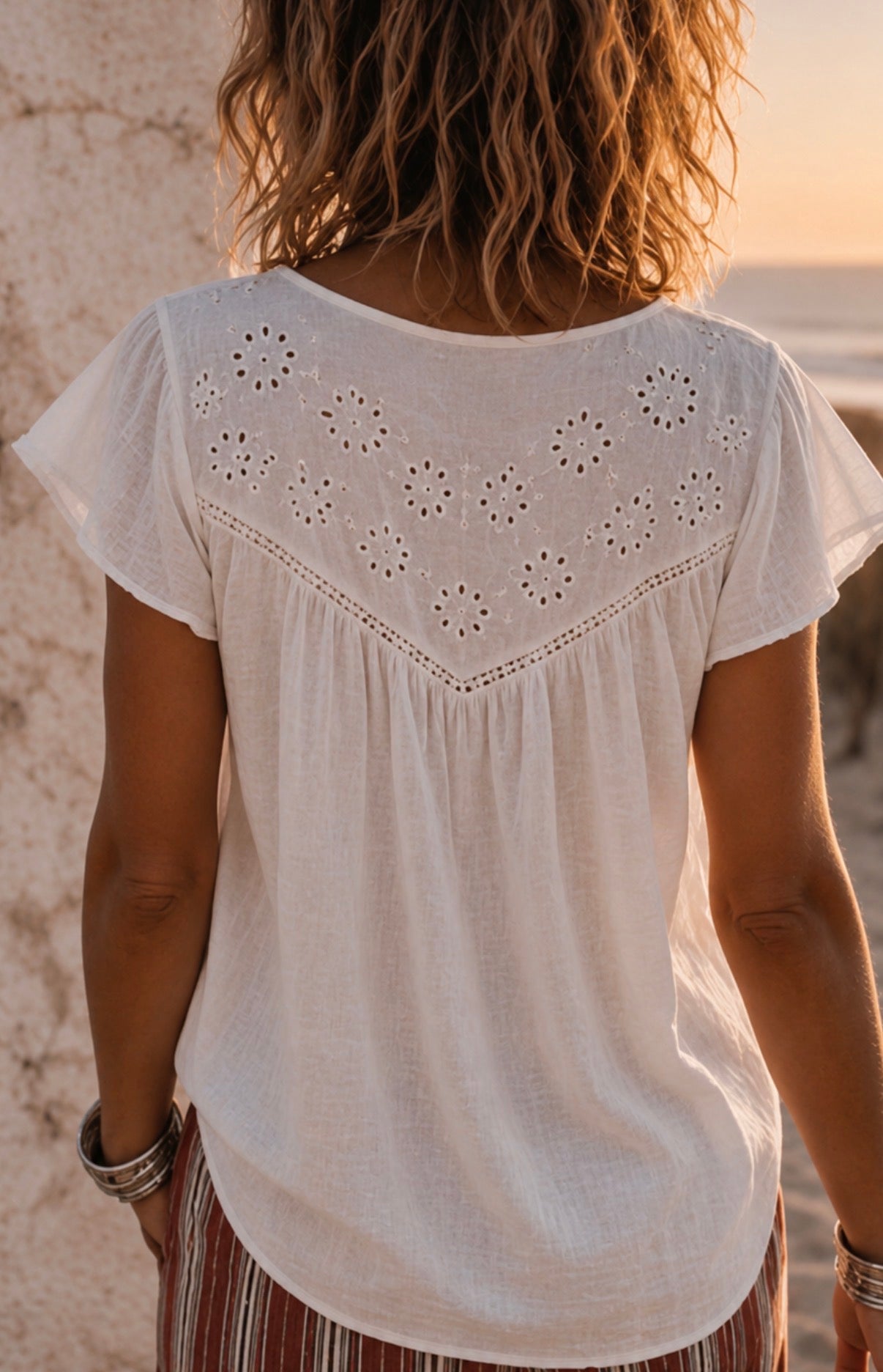 Blouse en voile de coton- GAELLE - Ecru