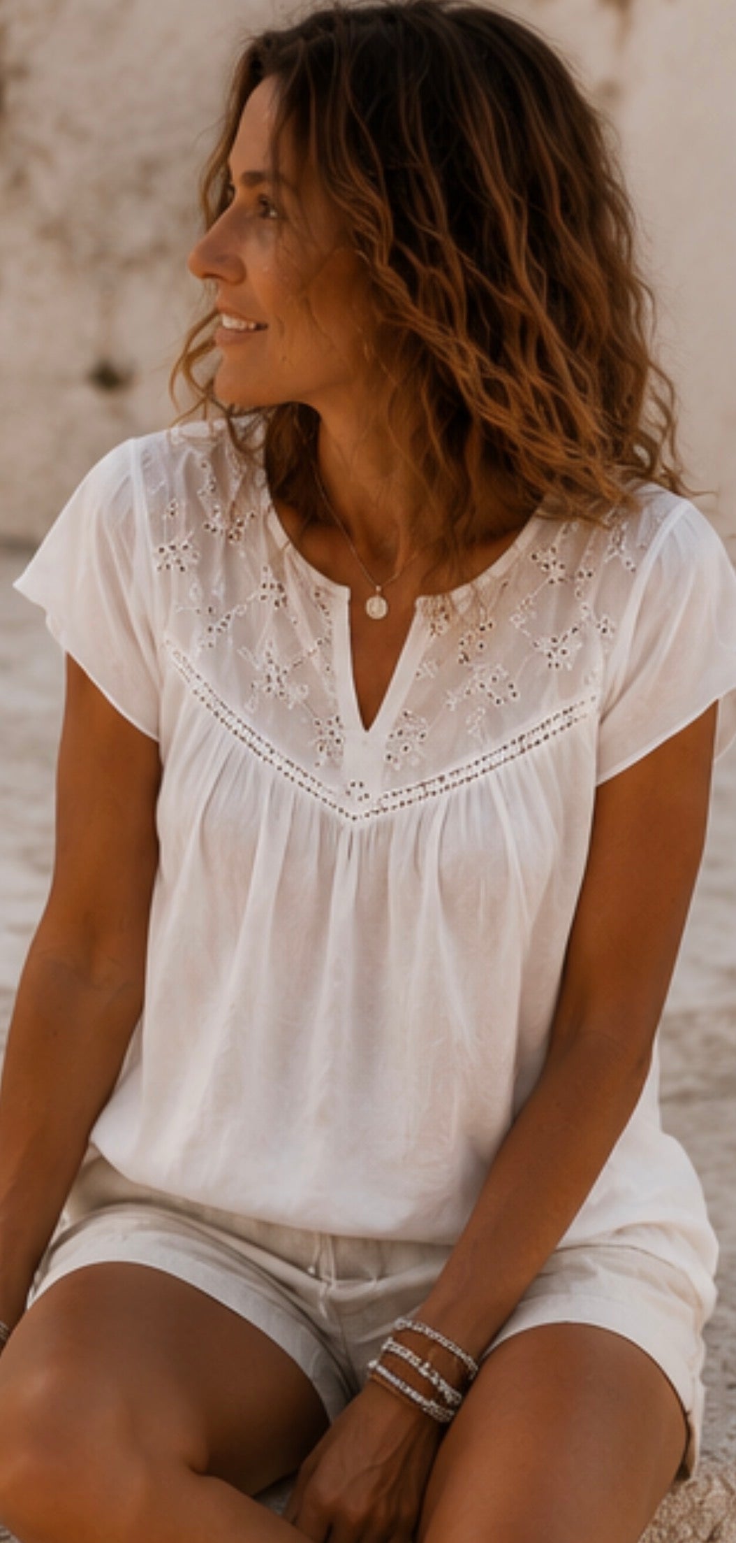 Blouse en voile de coton- GAELLE - Blanc
