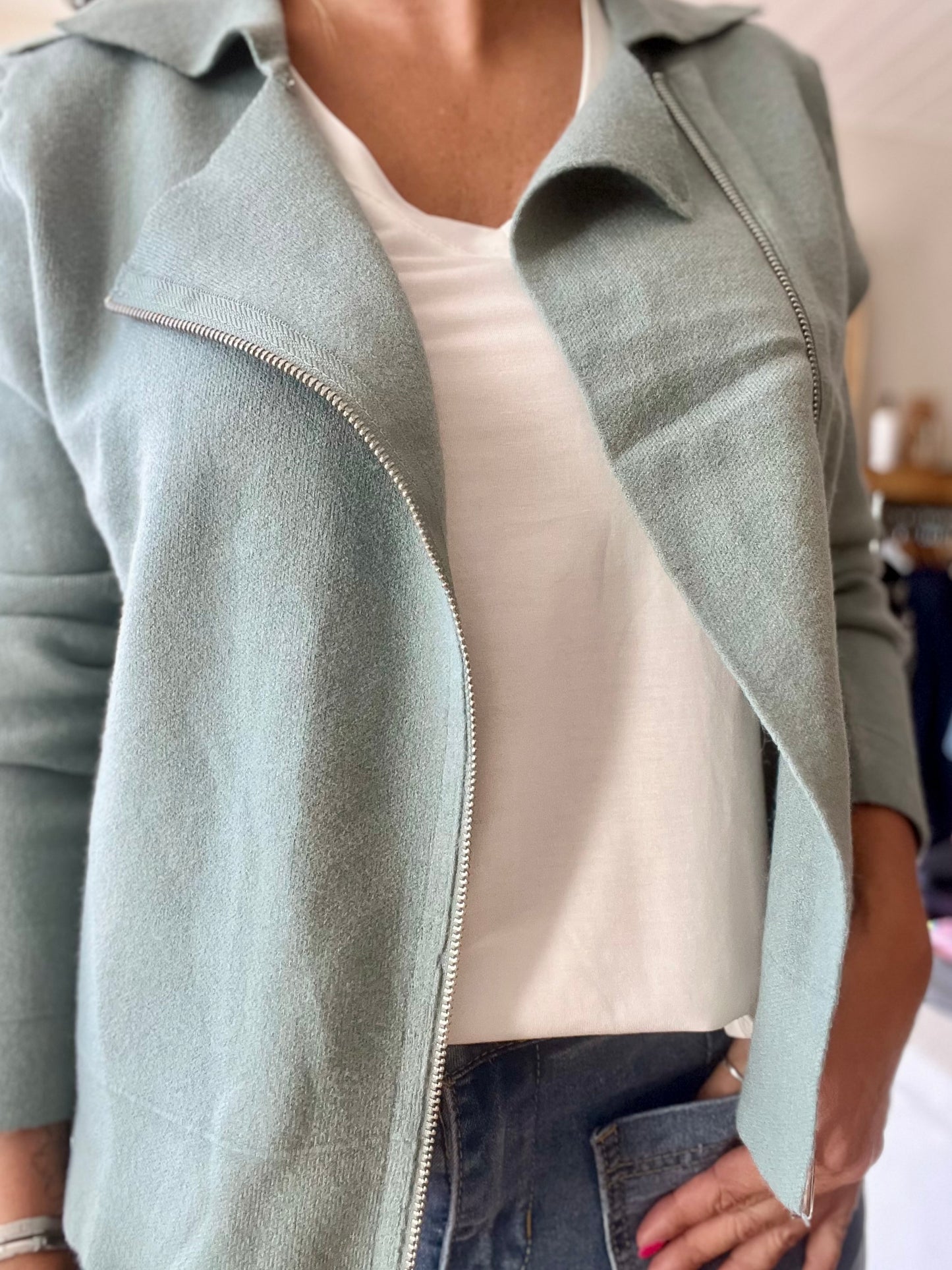 Veste style perfecto - Céladon