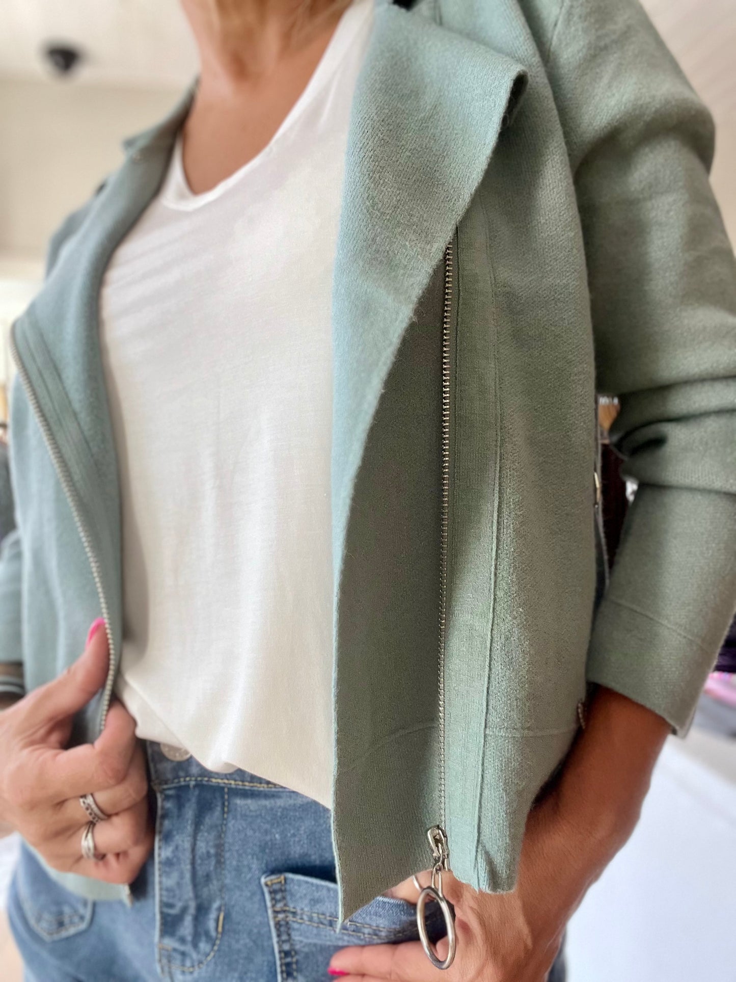 Veste style perfecto - Céladon