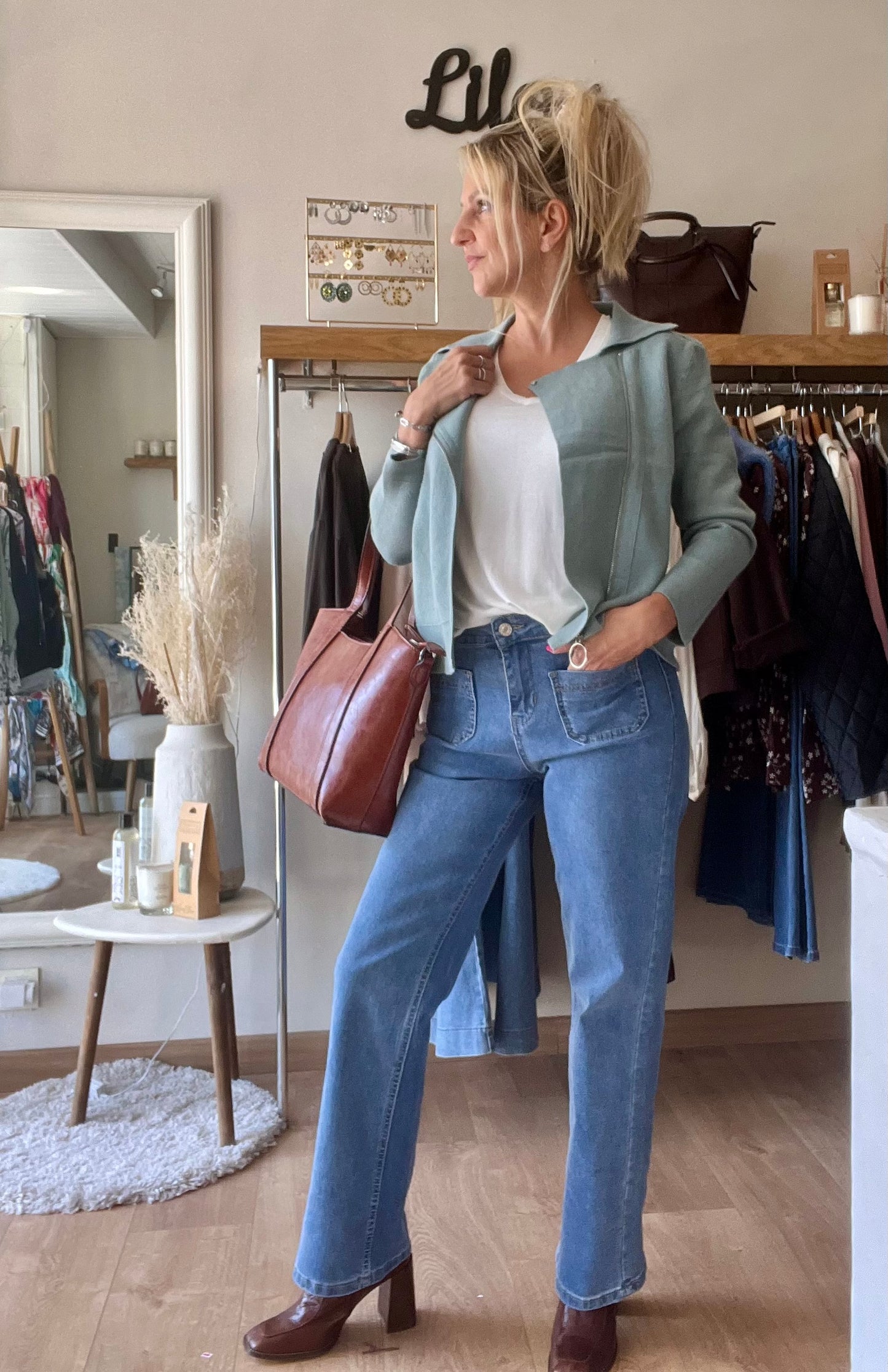 Veste style perfecto - Céladon