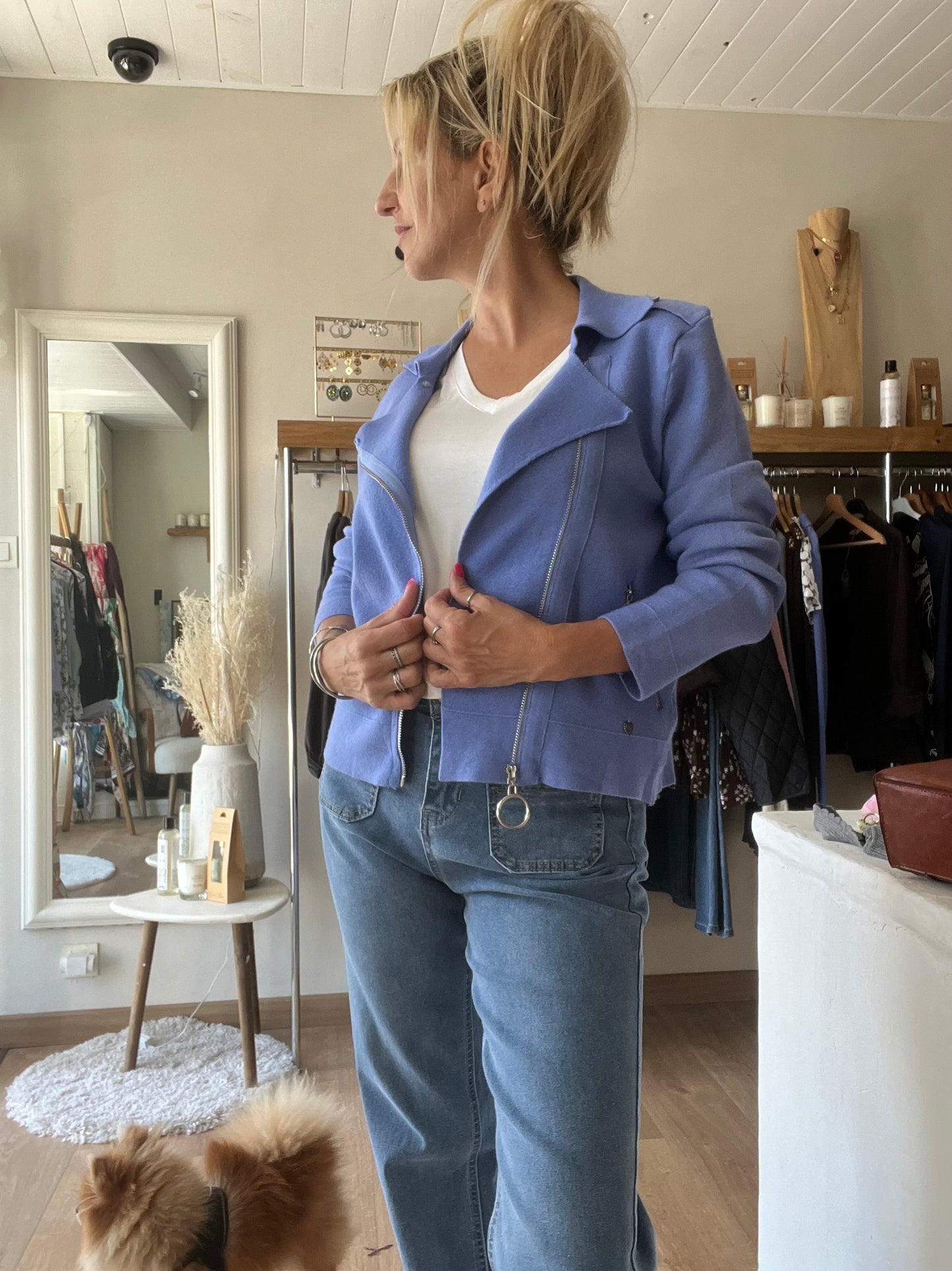 Veste style perfecto - Bleu azure