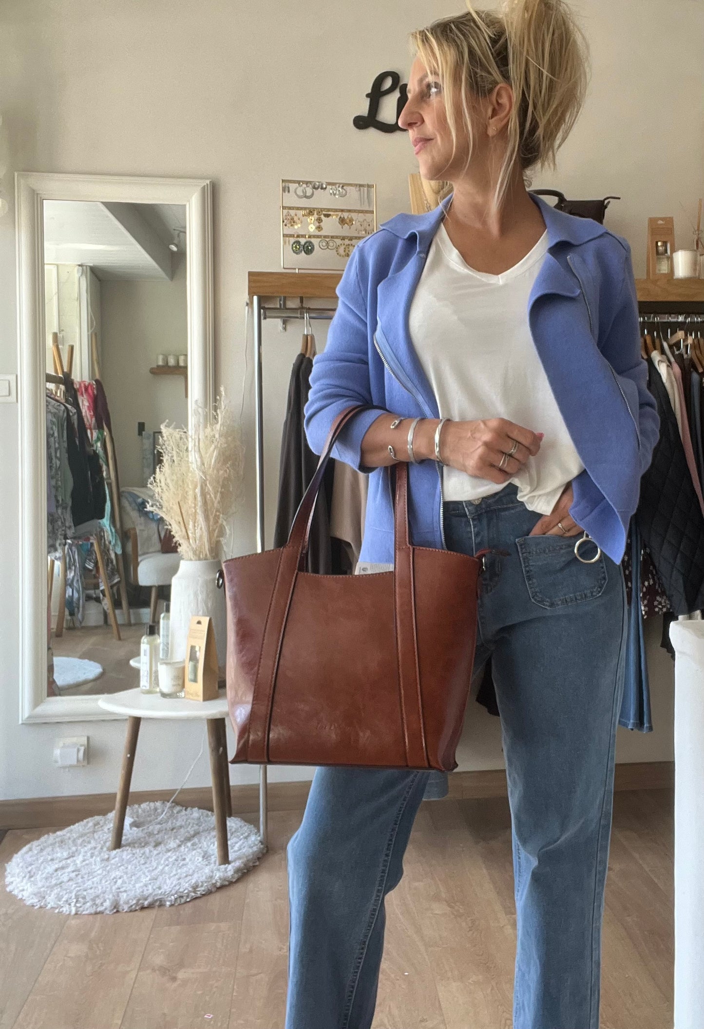 Veste style perfecto - Bleu azure