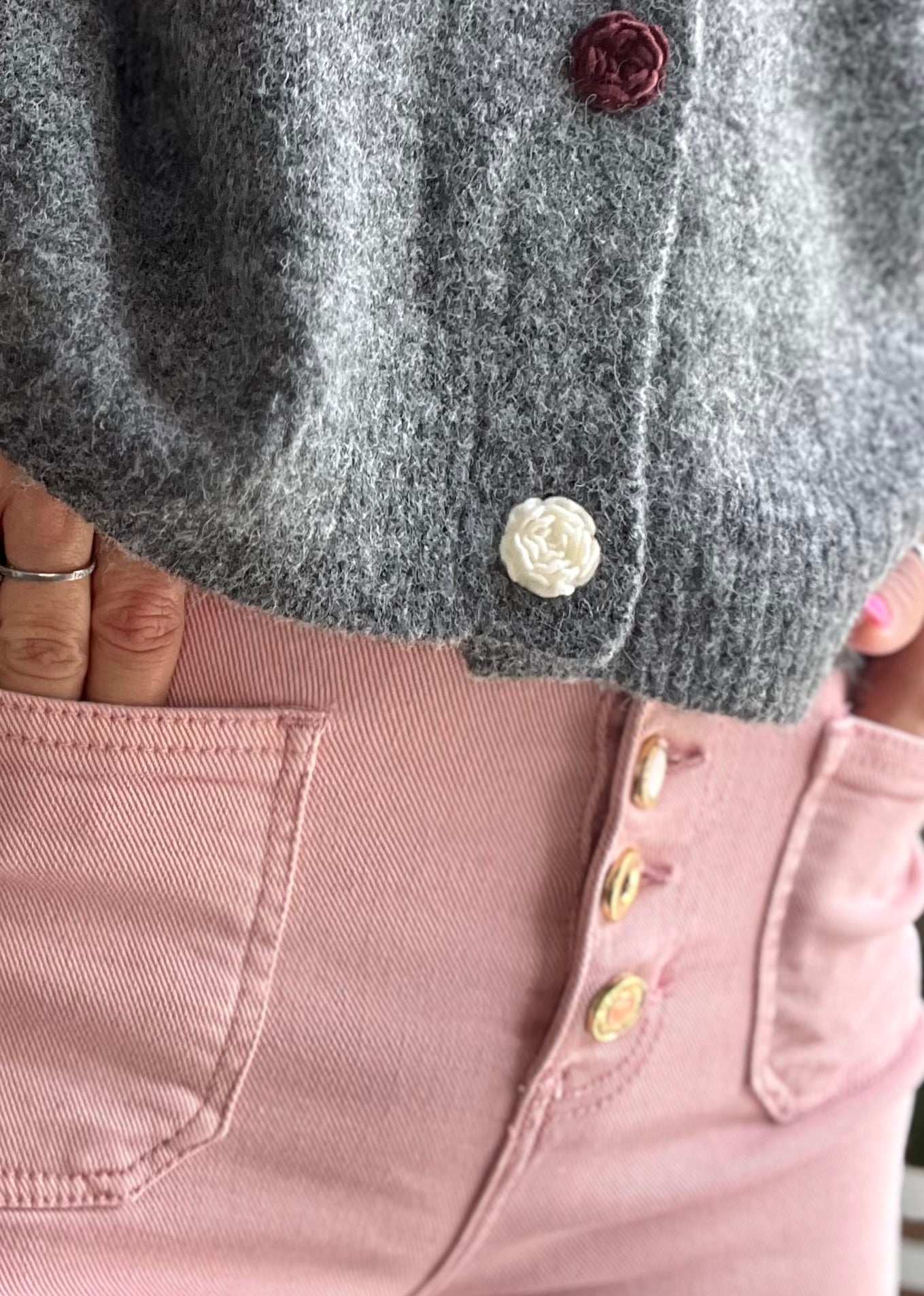 Jean rose ROSALINE- Boutons bijoux