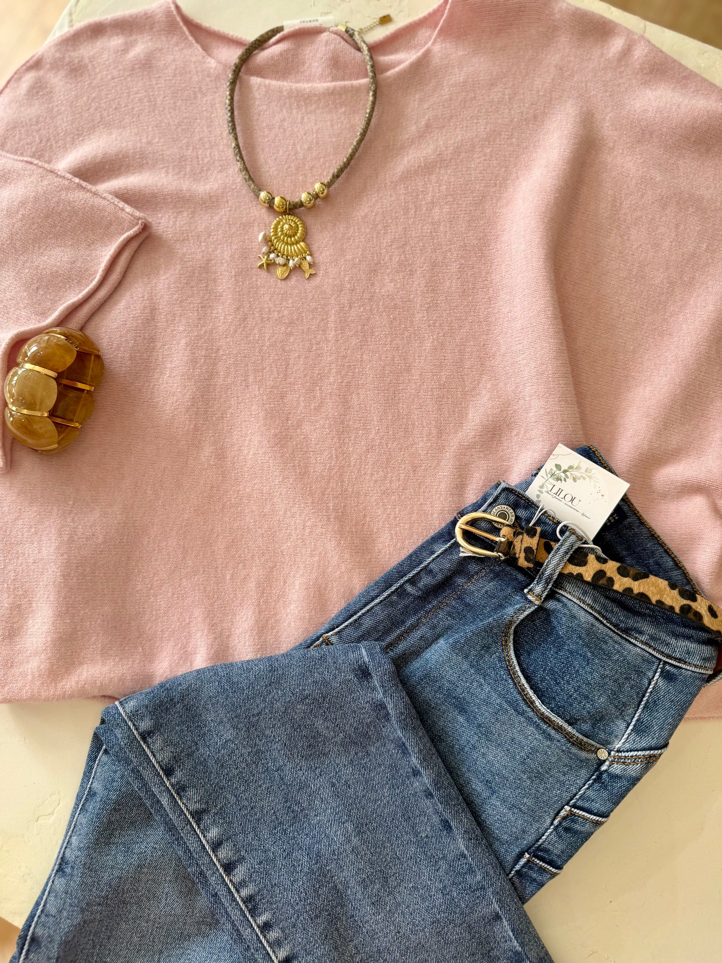 Pull oversize "MILA"- Douceur Italienne rose