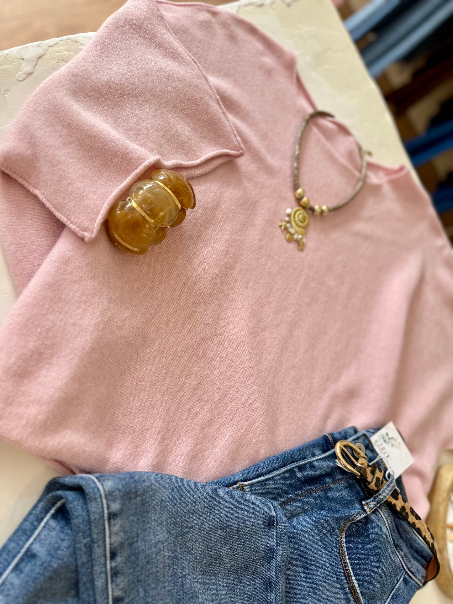 Pull oversize "MILA"- Douceur Italienne rose
