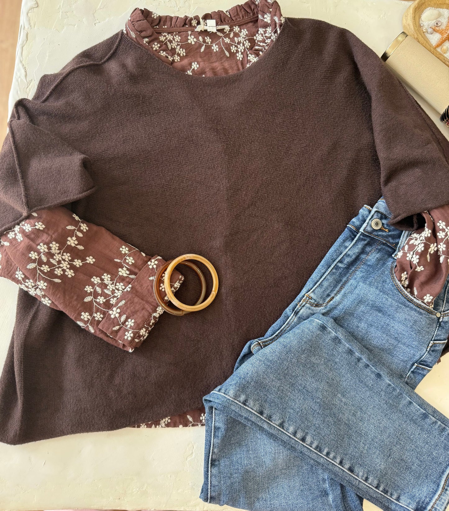 Pull oversize "MILA"- Douceur Italienne chocolat