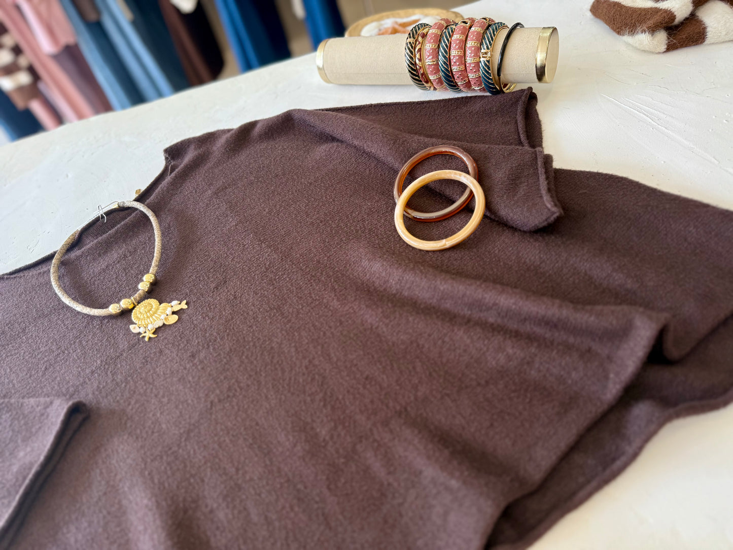 Pull oversize "MILA"- Douceur Italienne chocolat