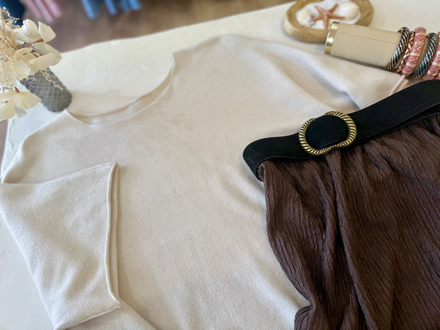 Pull oversize "MILA"- Douceur Italienne beige