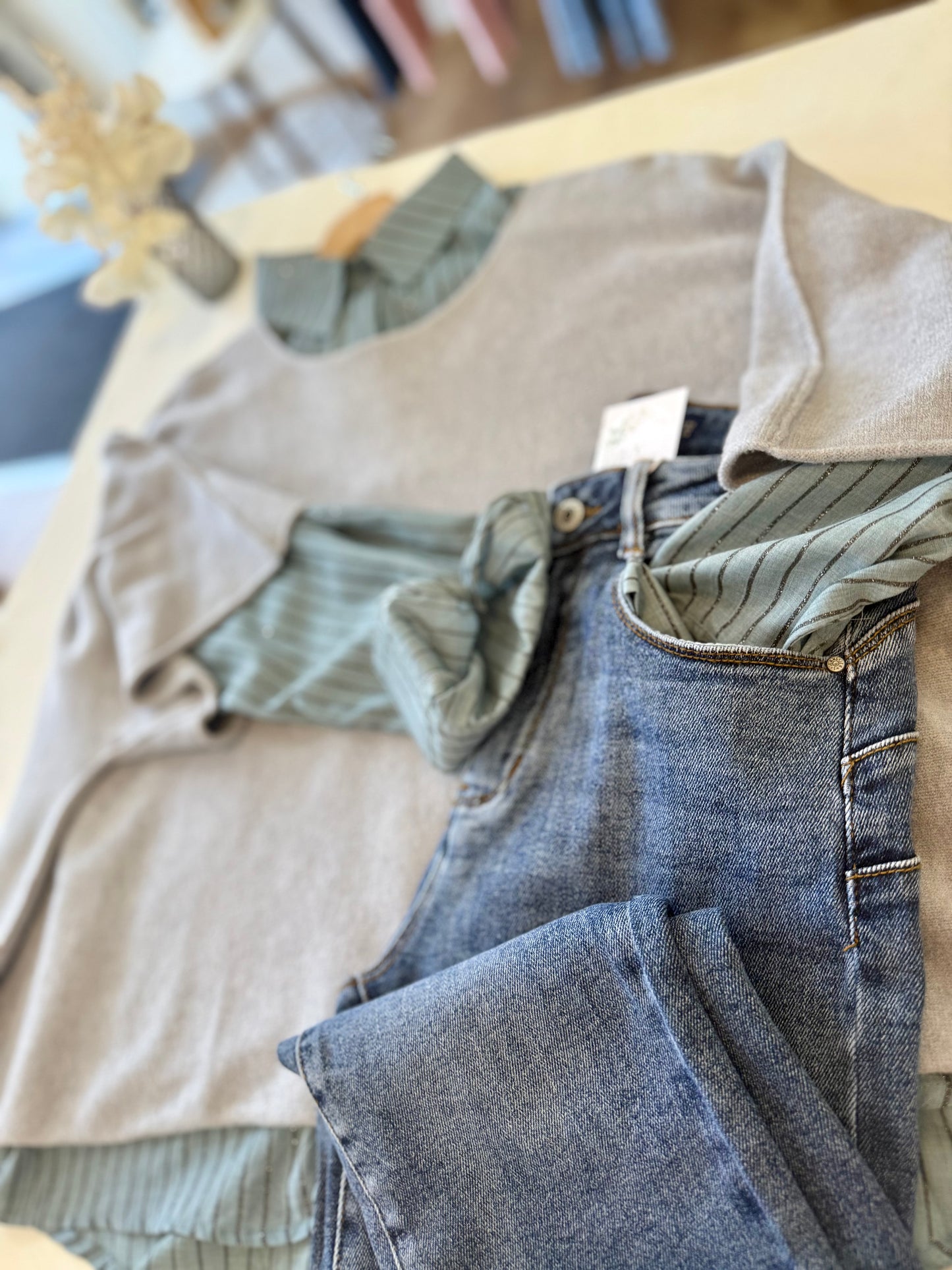 Pull oversize "MILA"- Douceur Italienne gris clair