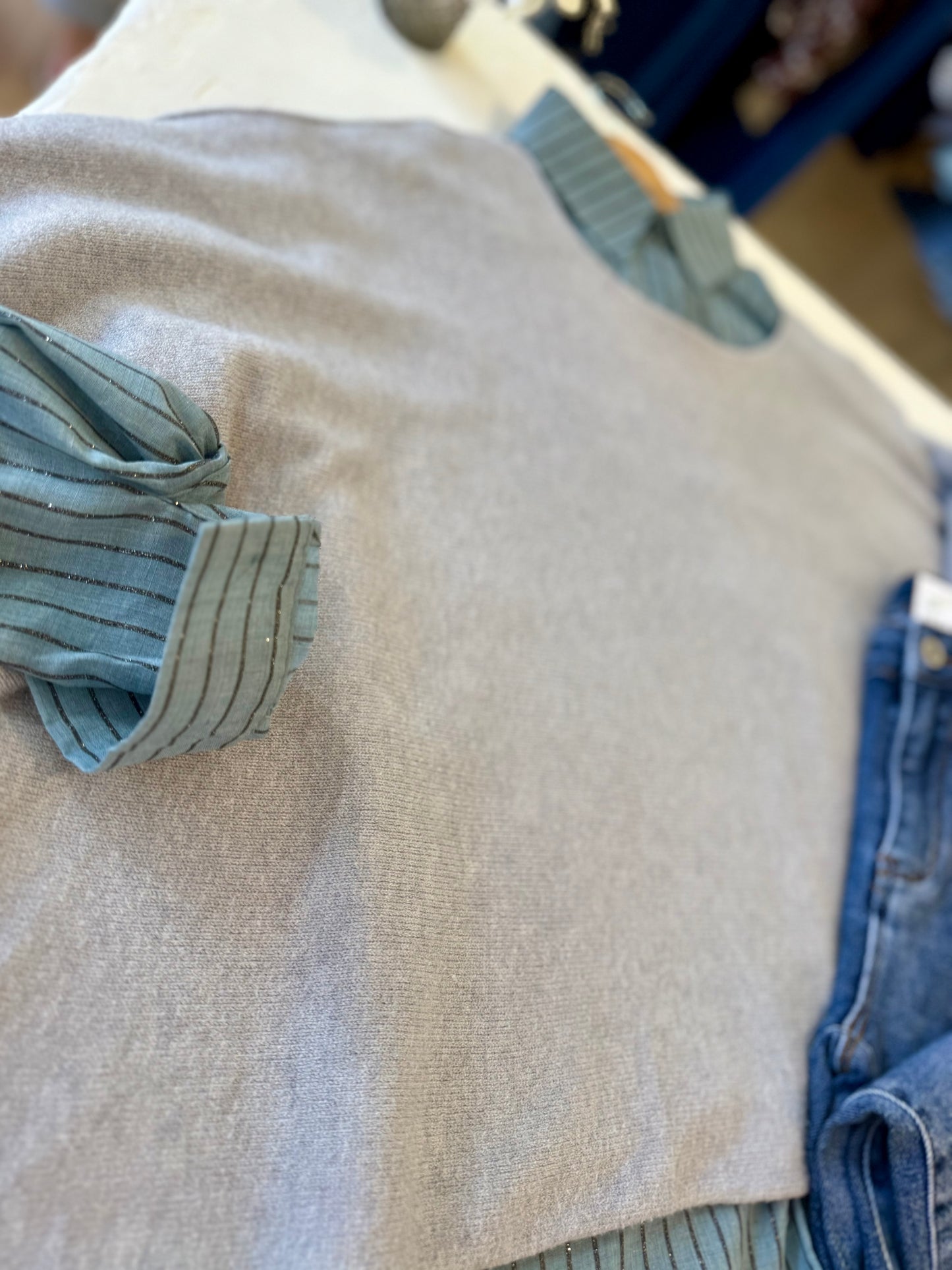 Pull oversize "MILA"- Douceur Italienne gris clair