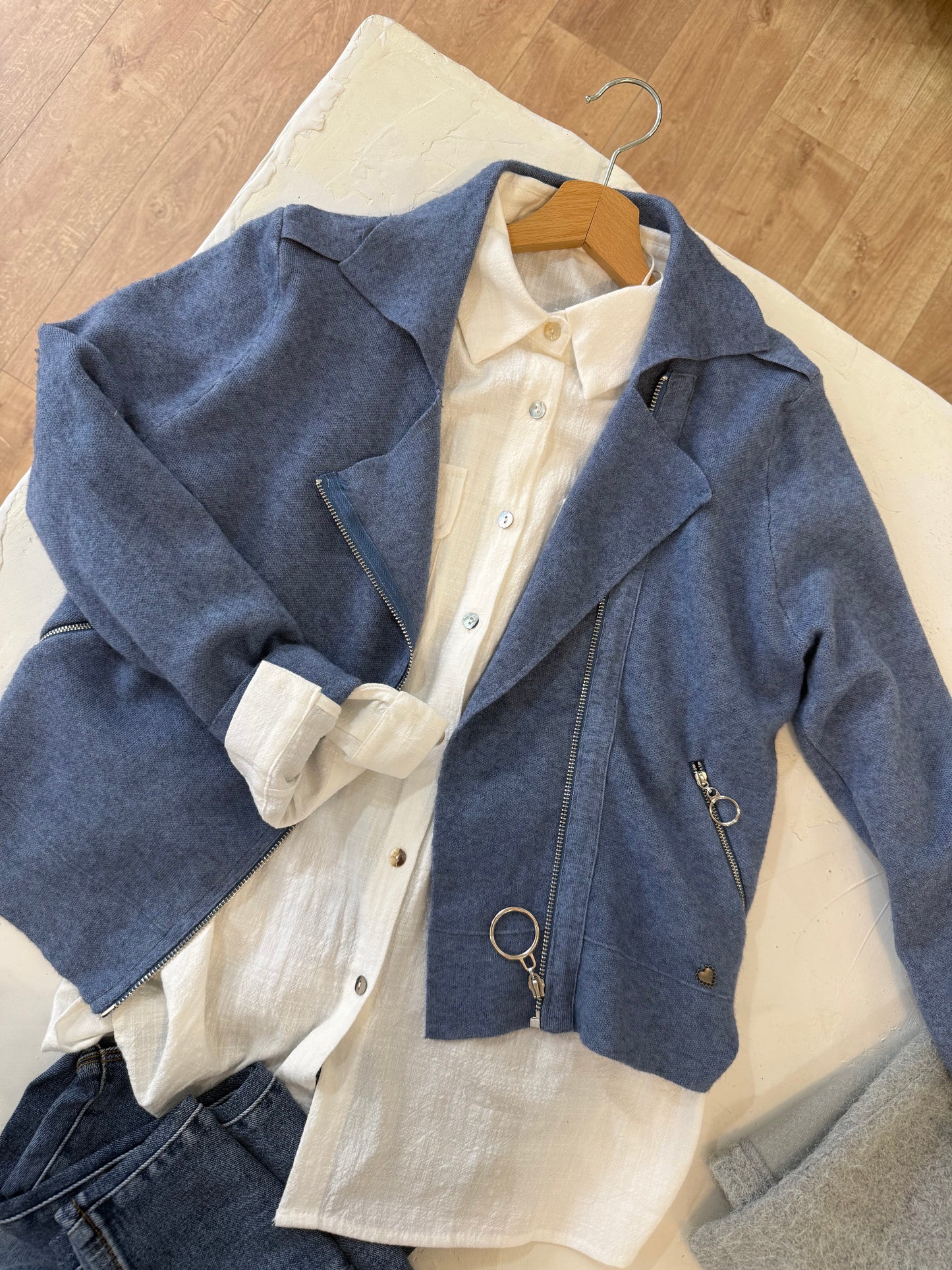 Veste style perfecto - Bleu jean
