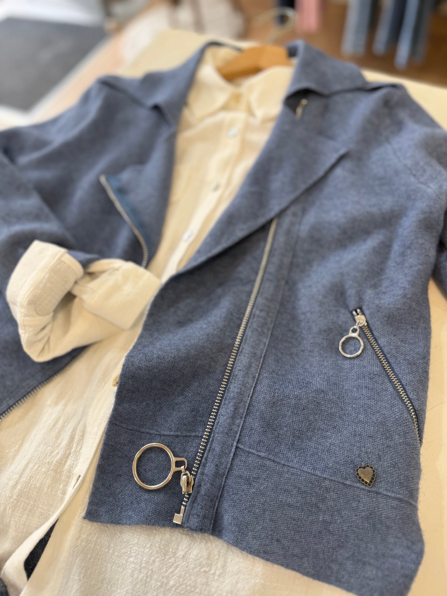 Veste style perfecto - Bleu jean