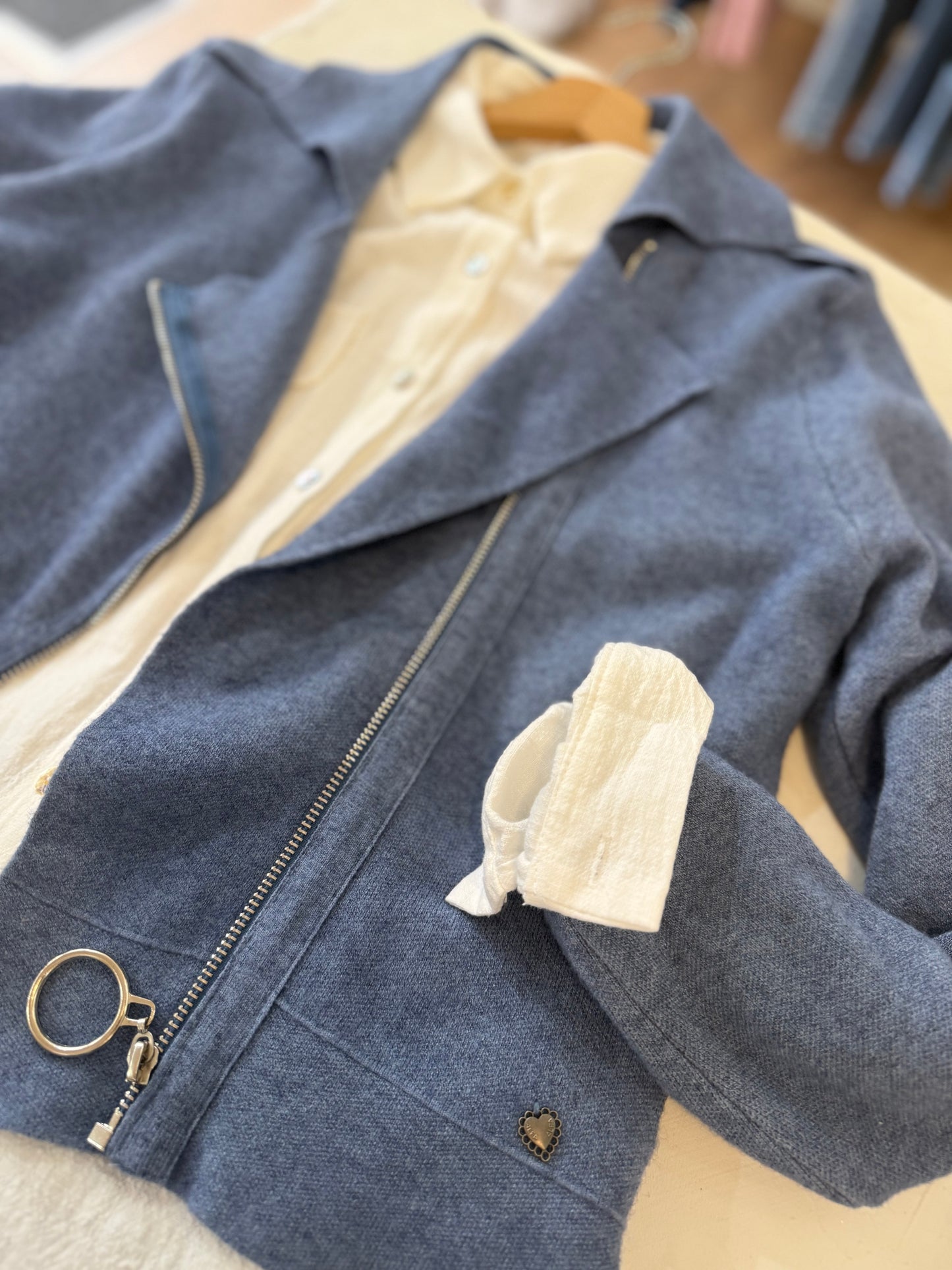 Veste style perfecto - Bleu jean